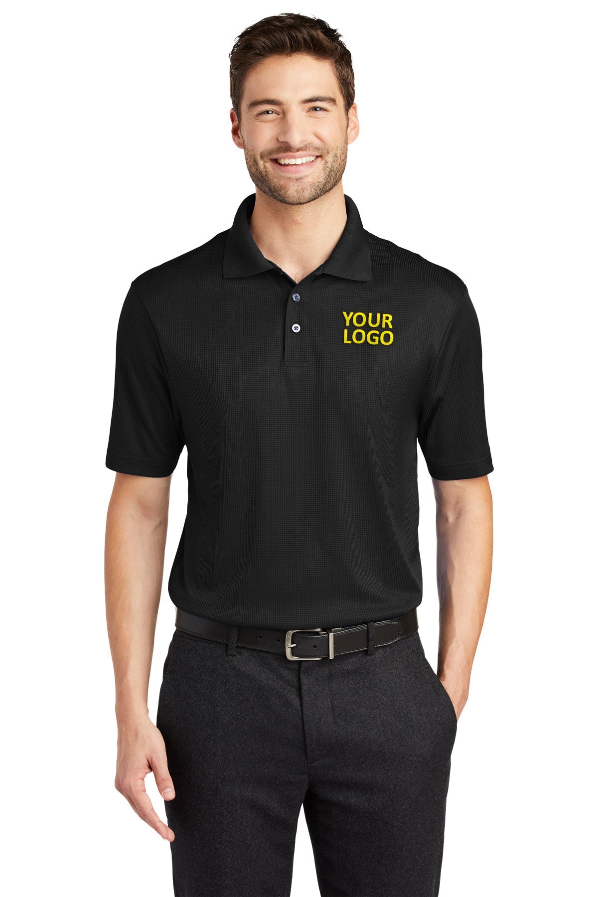 port authority black k528 work polo shirts with logo
