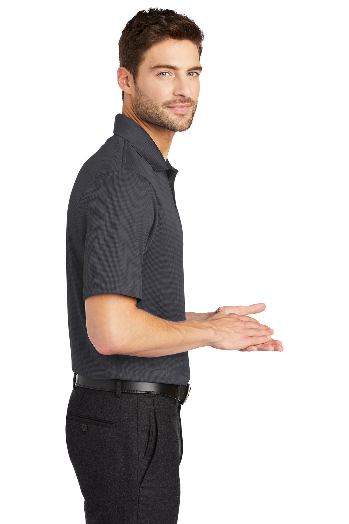 port authority_k528 _grey smoke_company_logo_polos