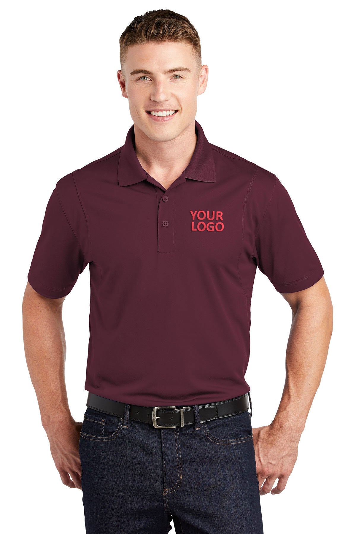 Sport-Tek Maroon ST650 custom dri fit polo shirts