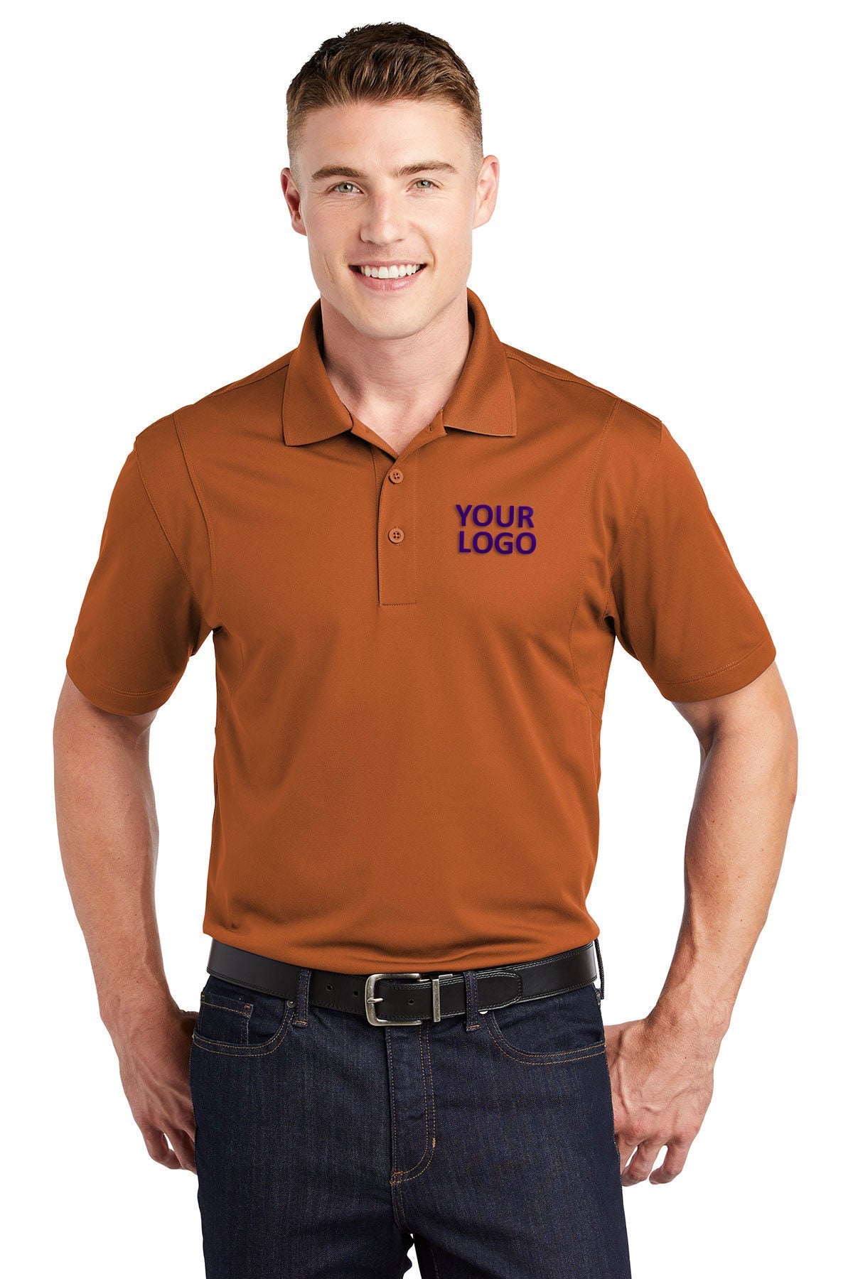 Sport-Tek Texas Orange ST650 custom logo polo shirts embroidered