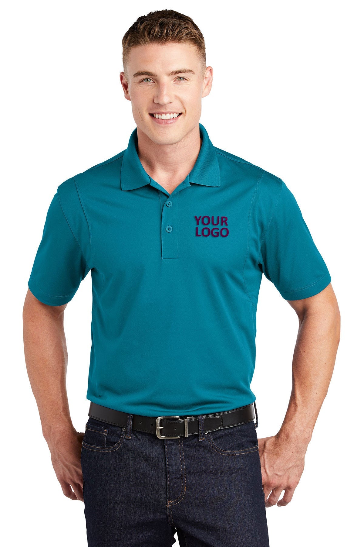 Sport-Tek Tropic Blue ST650 custom logo polo shirts embroidered