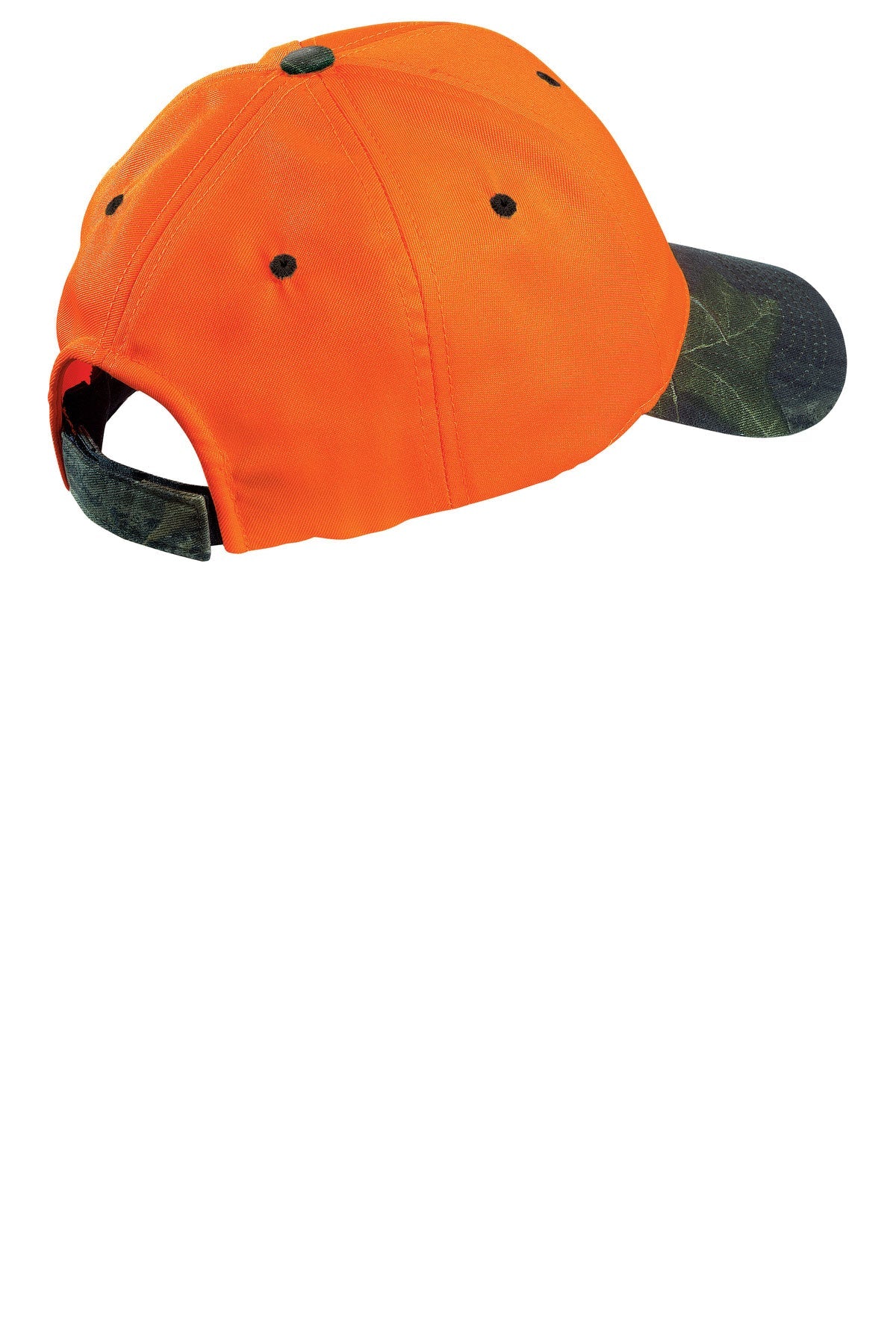 Port Authority Enhanced Visibility Branded Caps with Camo Brim, Orange Blaze/Mossy Oak