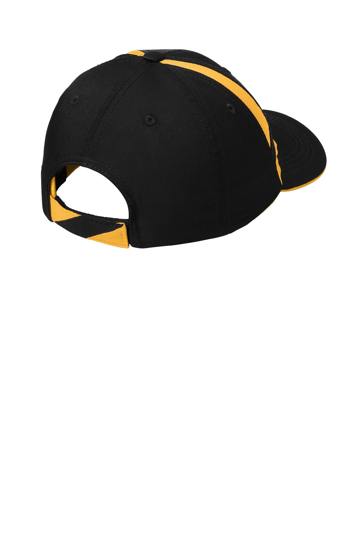 Sport-Tek Dry Zone Customized Mesh Inset Caps, Black/Gold