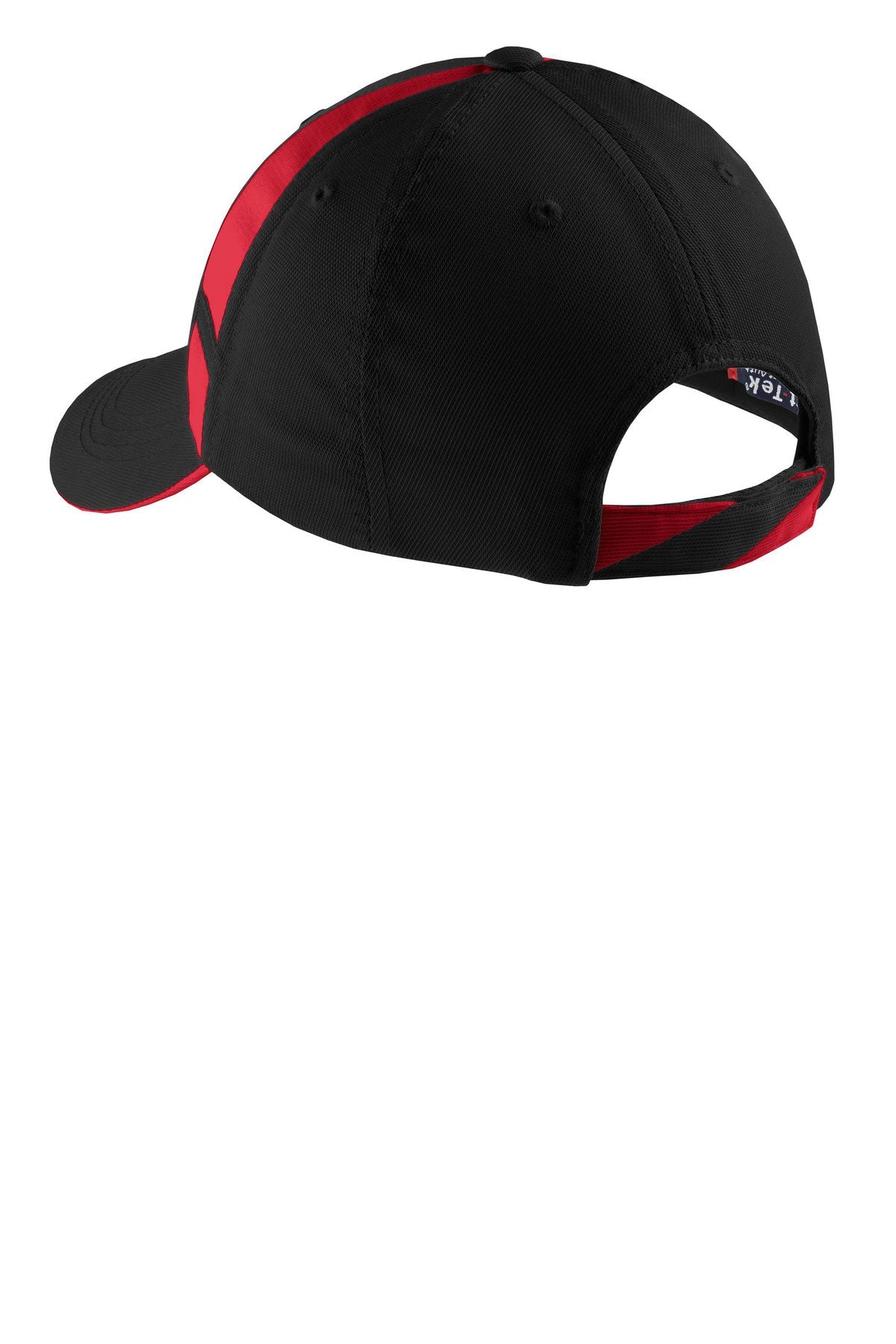 Sport-Tek Dry Zone Customized Mesh Inset Caps, Black/True Red