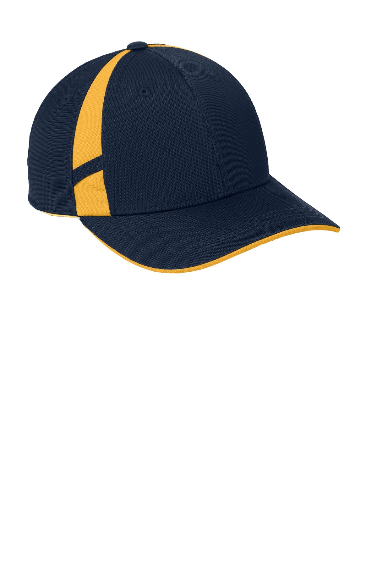 Sport-Tek Dry Zone Customized Mesh Inset Caps, True Navy/Gold