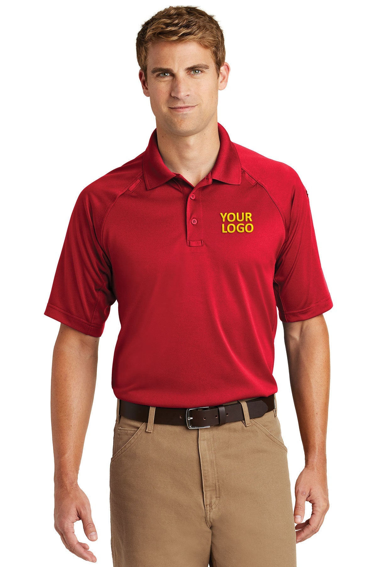 CornerStone Red CS410 embroidered polo shirts for business