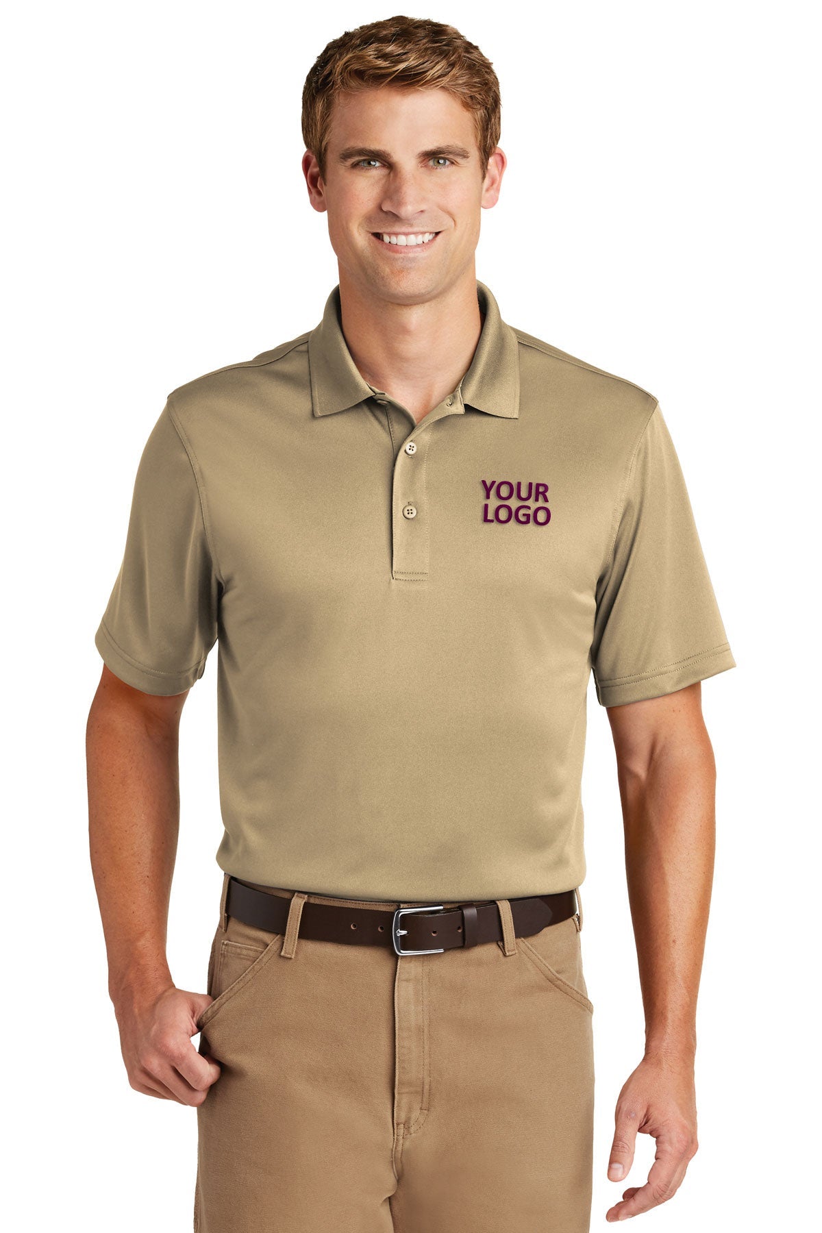CornerStone Tan CS412 company polo shirts embroidered