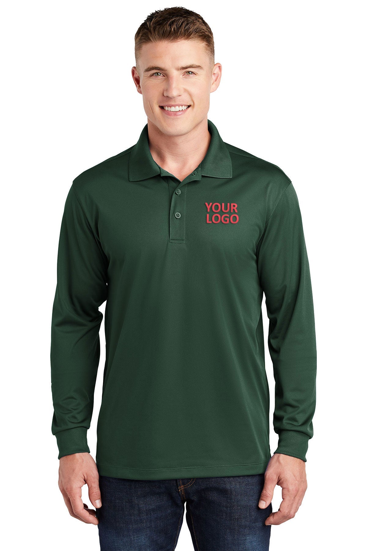 Sport-Tek Forest Green ST657 business polos with logo