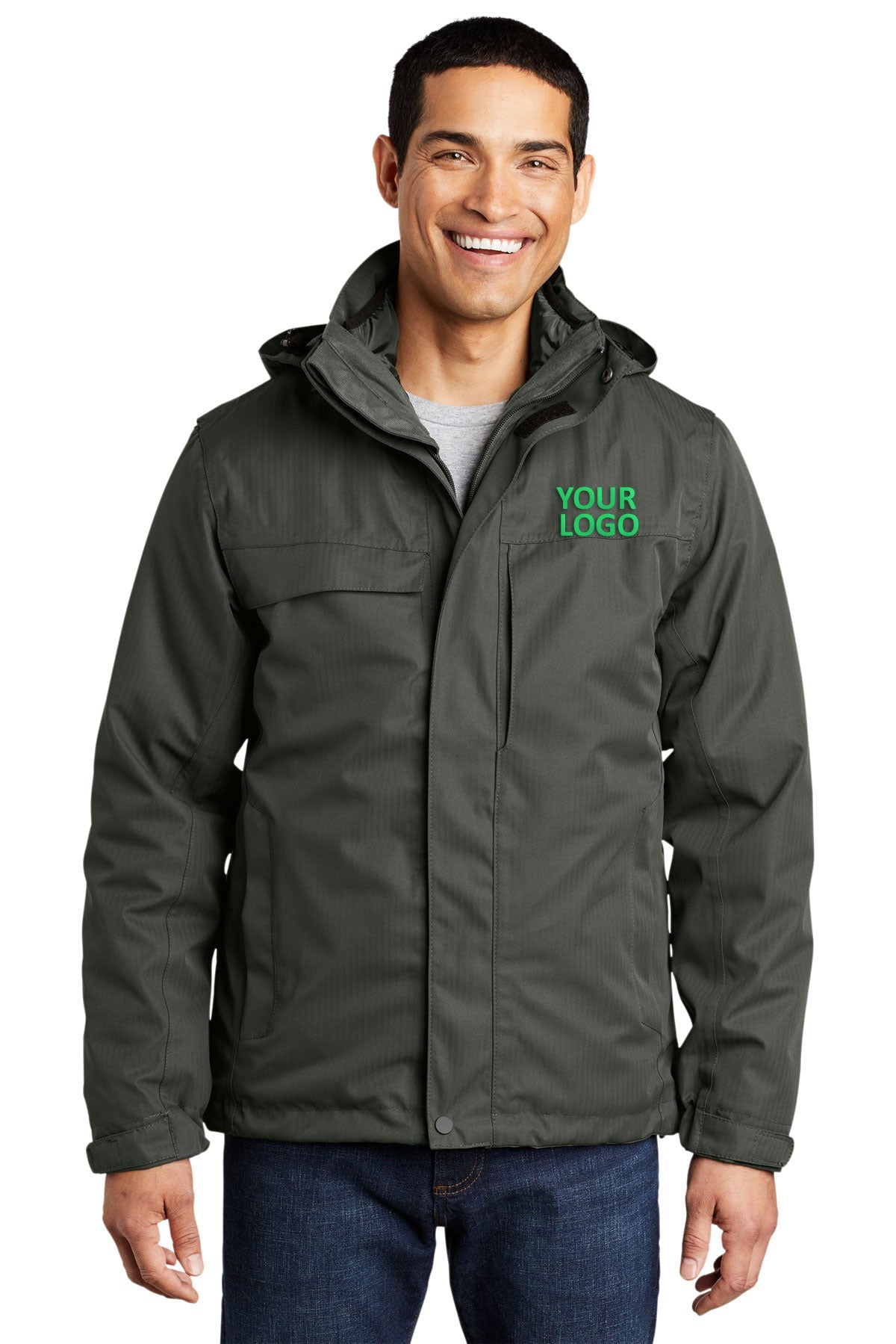Port Authority Spruce Green J302 jacket company logo