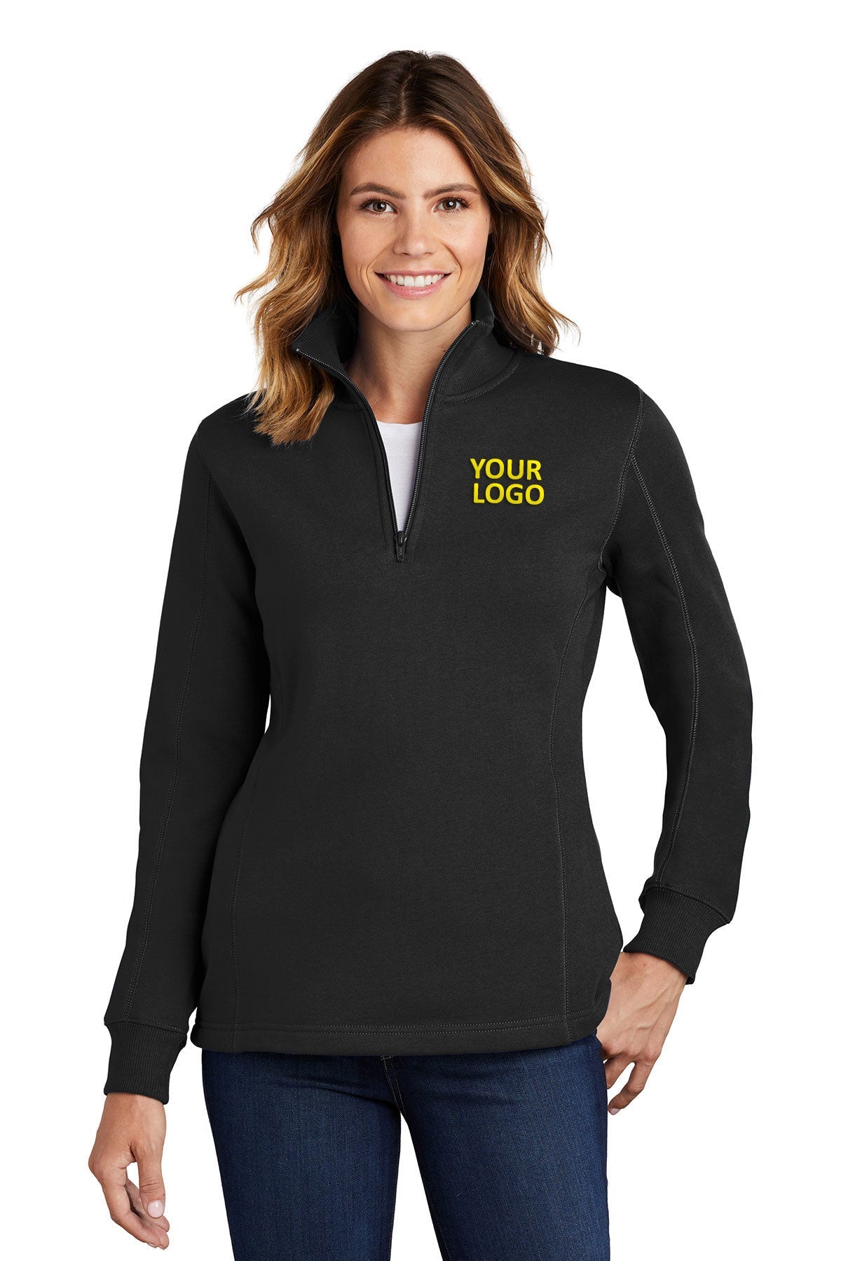 Sport-Tek Ladies Customized 1/4-Zip Sweatshirts, Black