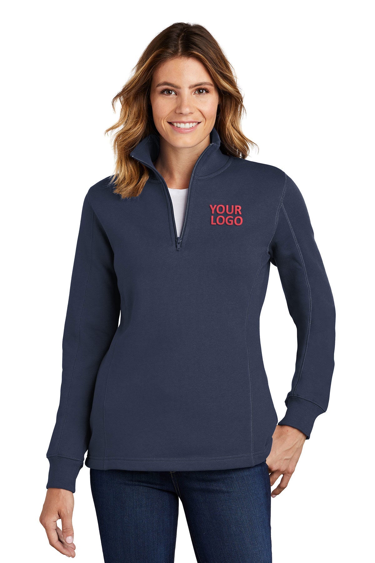Sport-Tek Ladies Customized 1/4-Zip Sweatshirts, True Navy