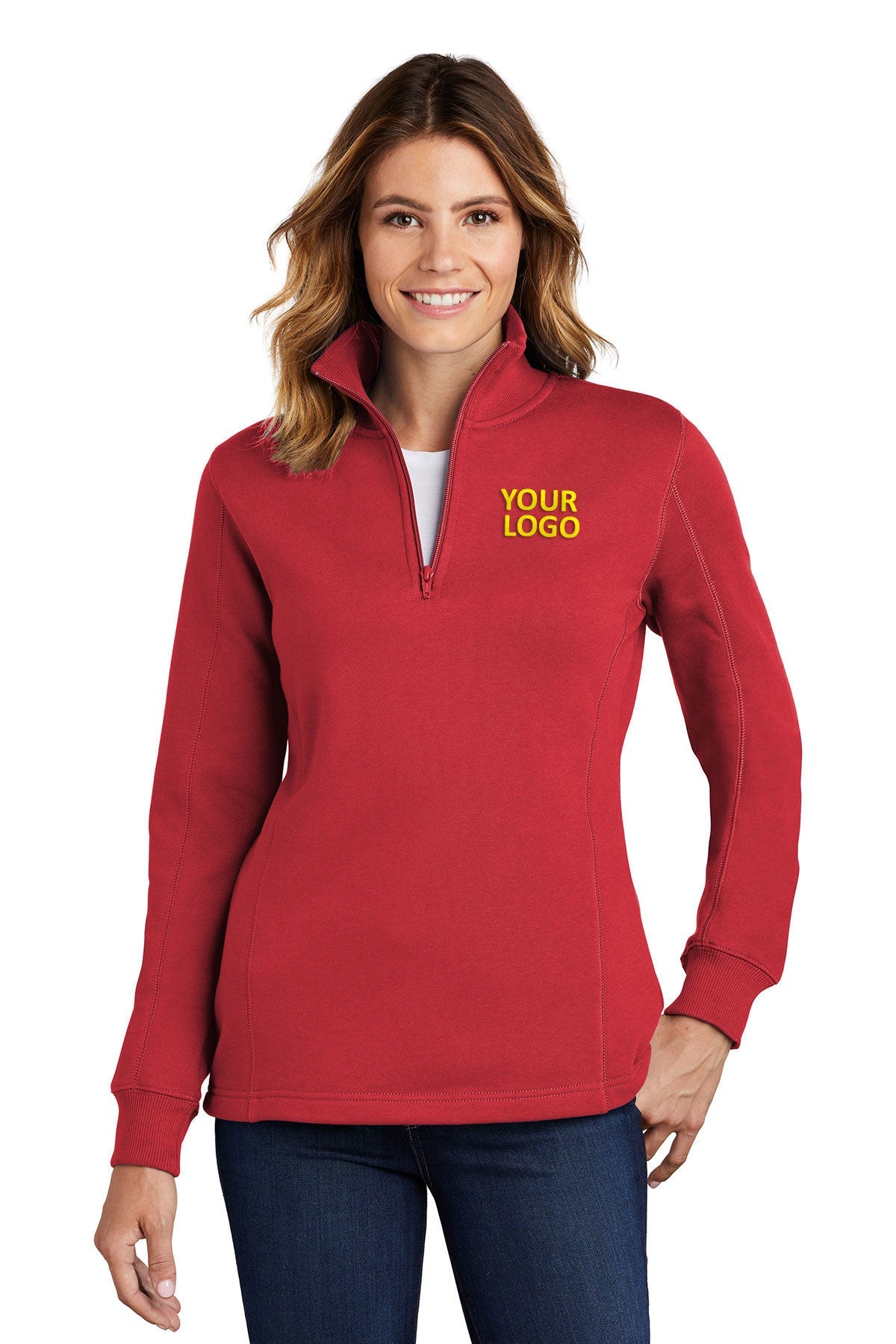 Sport-Tek Ladies Customized 1/4-Zip Sweatshirts, True Red