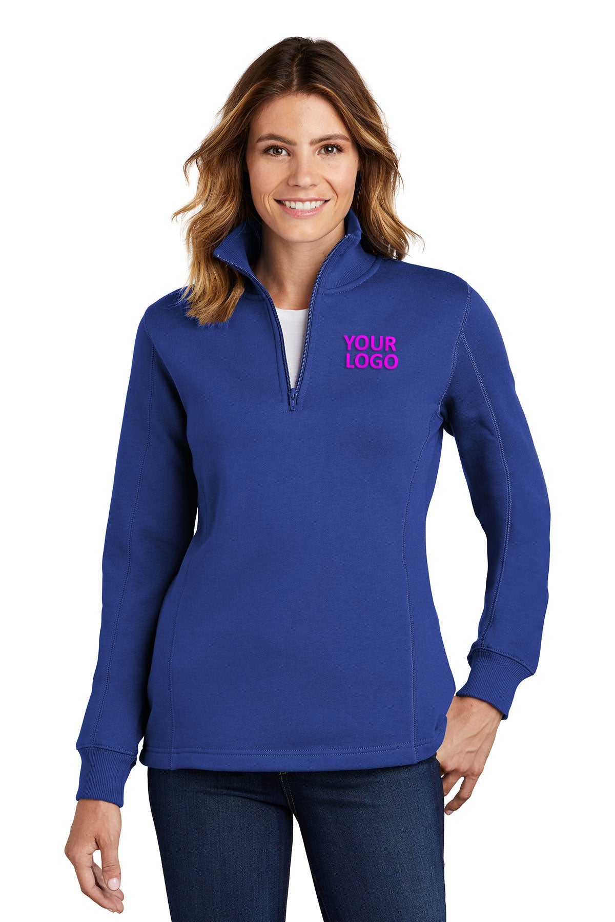 Sport-Tek Ladies Branded 1/4-Zip Sweatshirts, True Royal