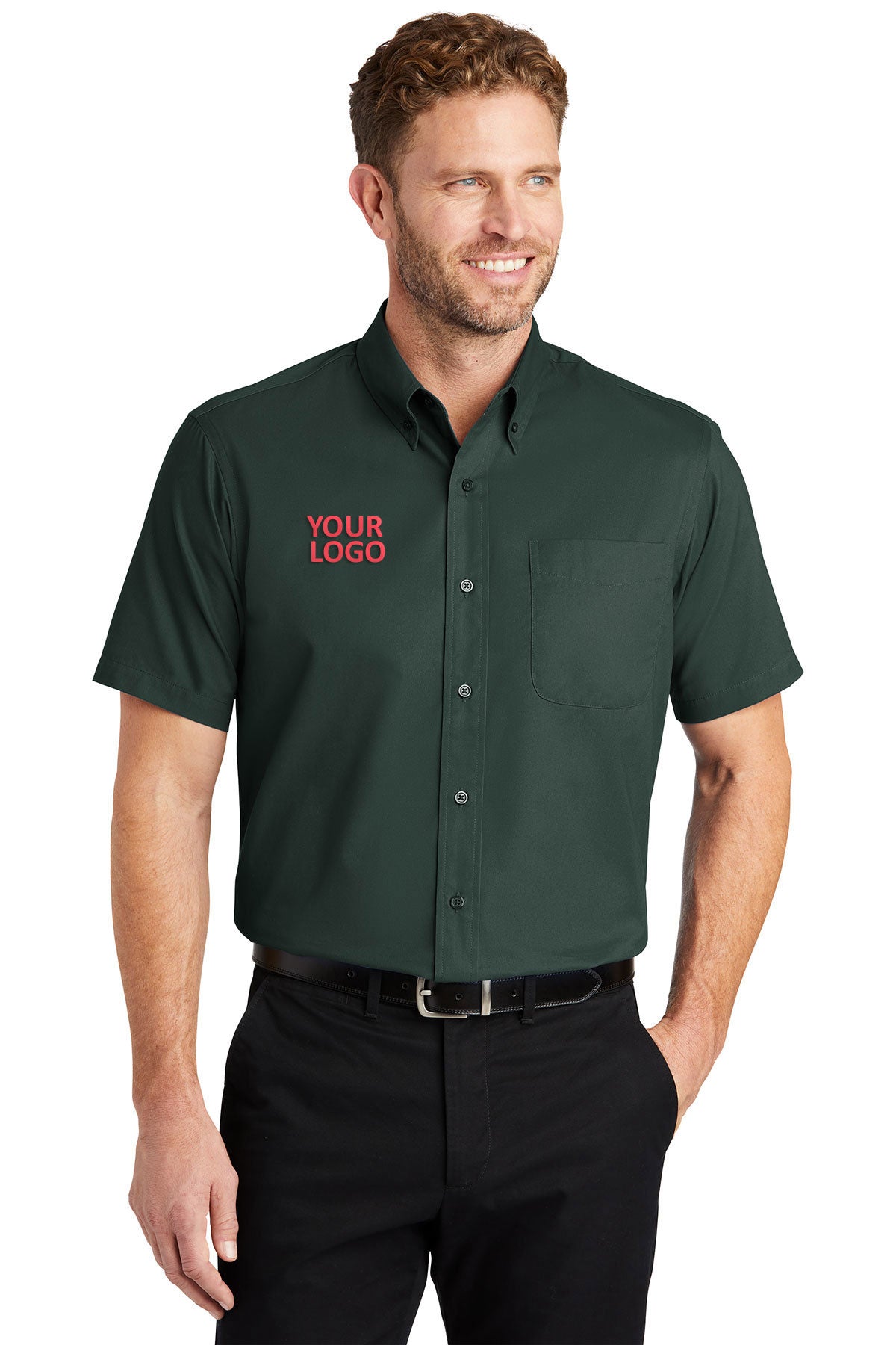 CornerStone Dark Green SP18 work shirts with logo