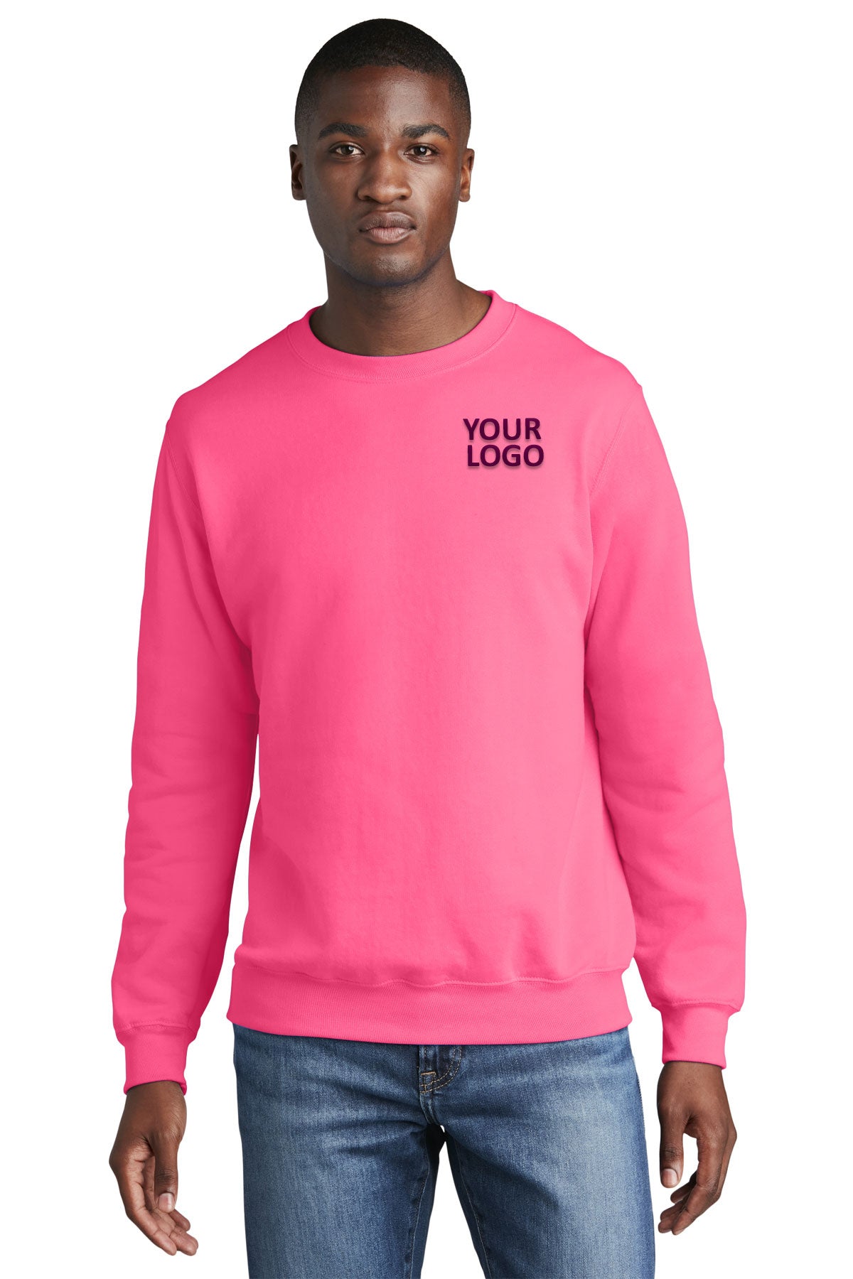 port & company neon pink pc78 company sweatshirts embroidered