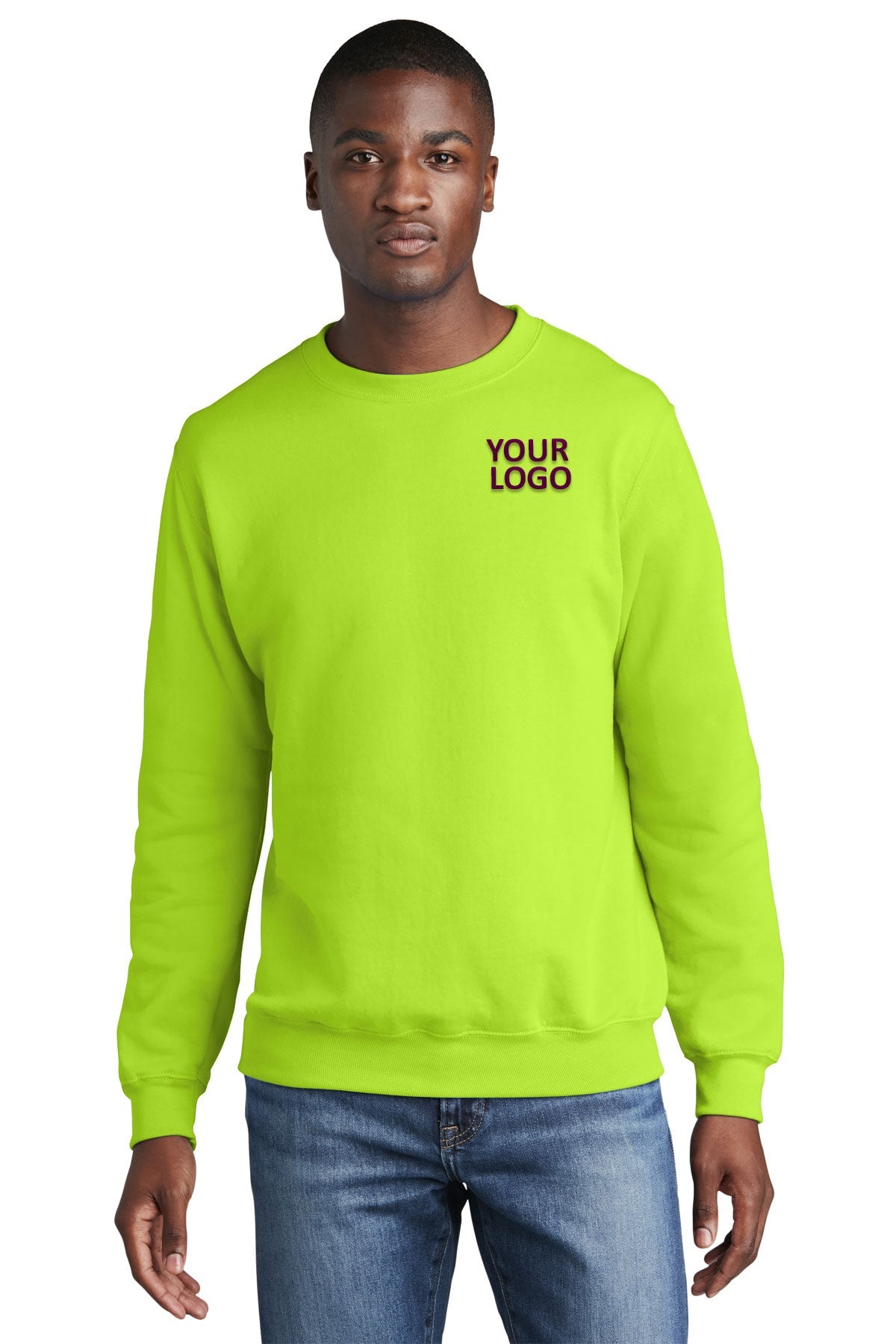 port & company neon yellow pc78 company sweatshirts embroidered