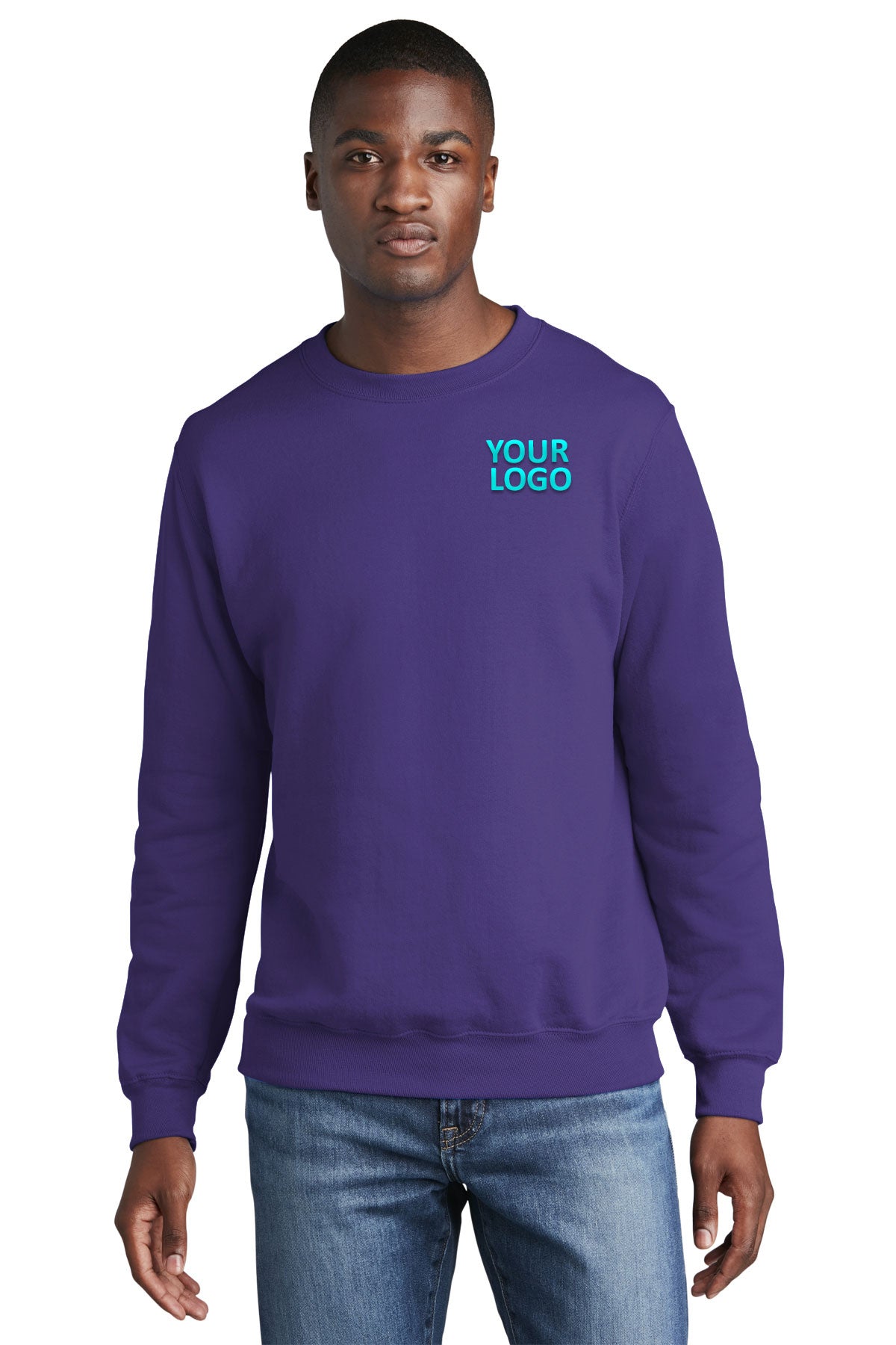 port & company purple pc78 company sweatshirts embroidered