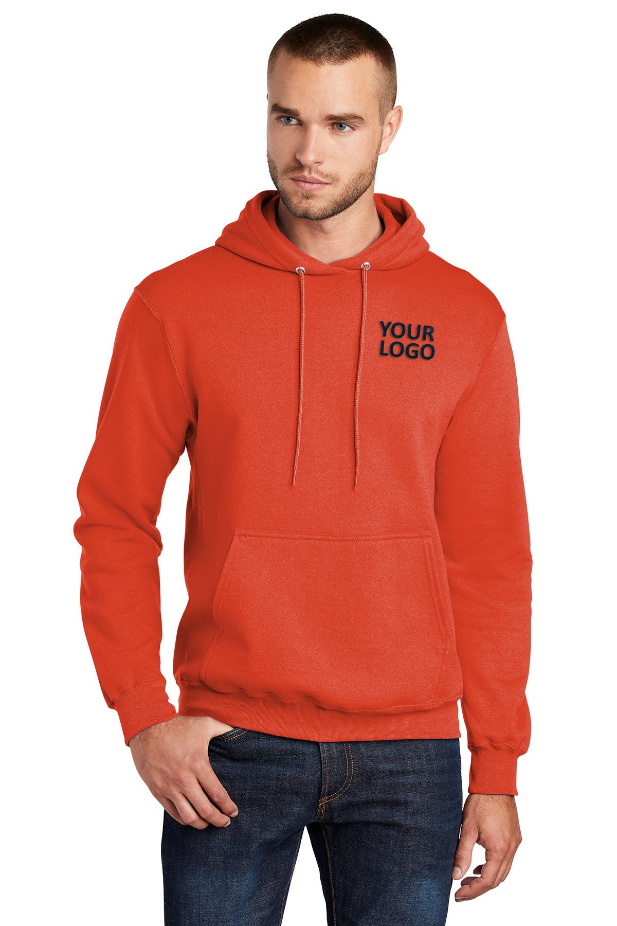 port & company orange pc78h sweatshirts with company logo