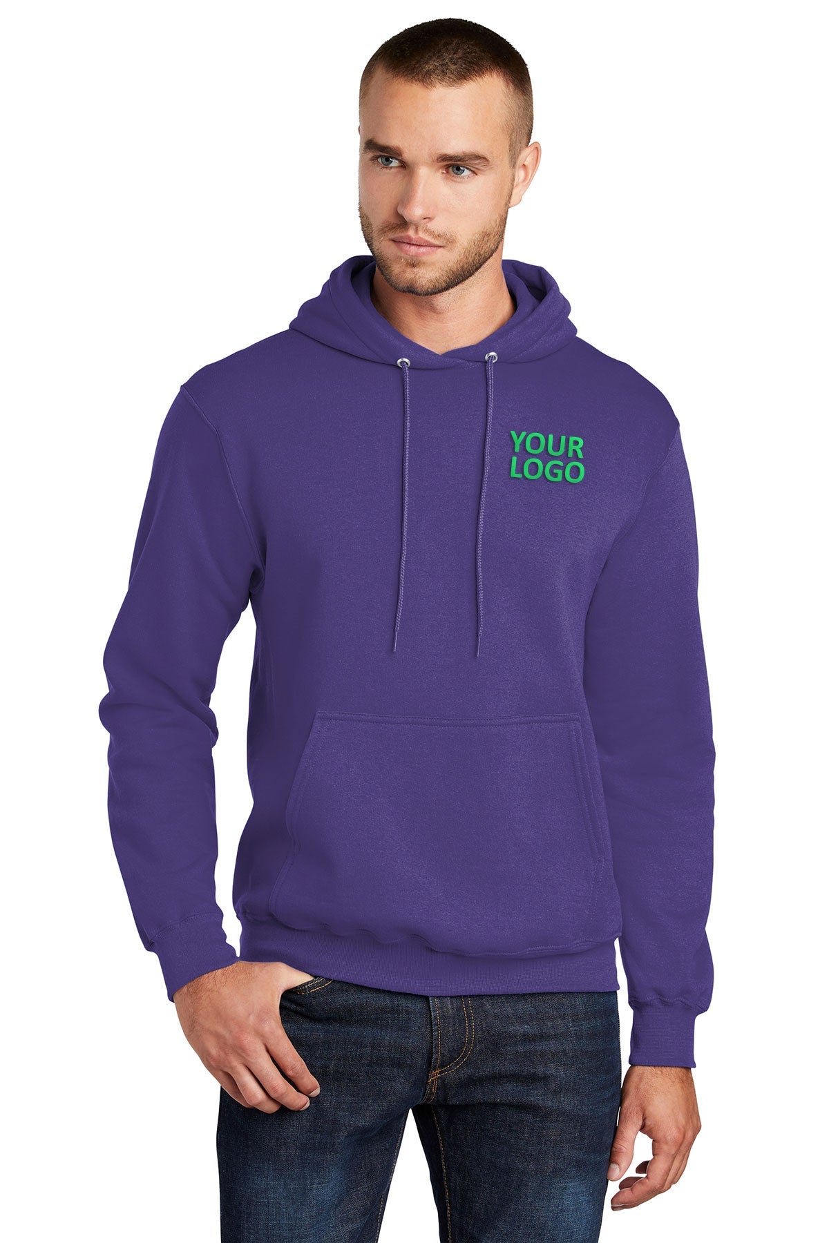 Port & Company Core Fleece Branded Hoodies, Purple
