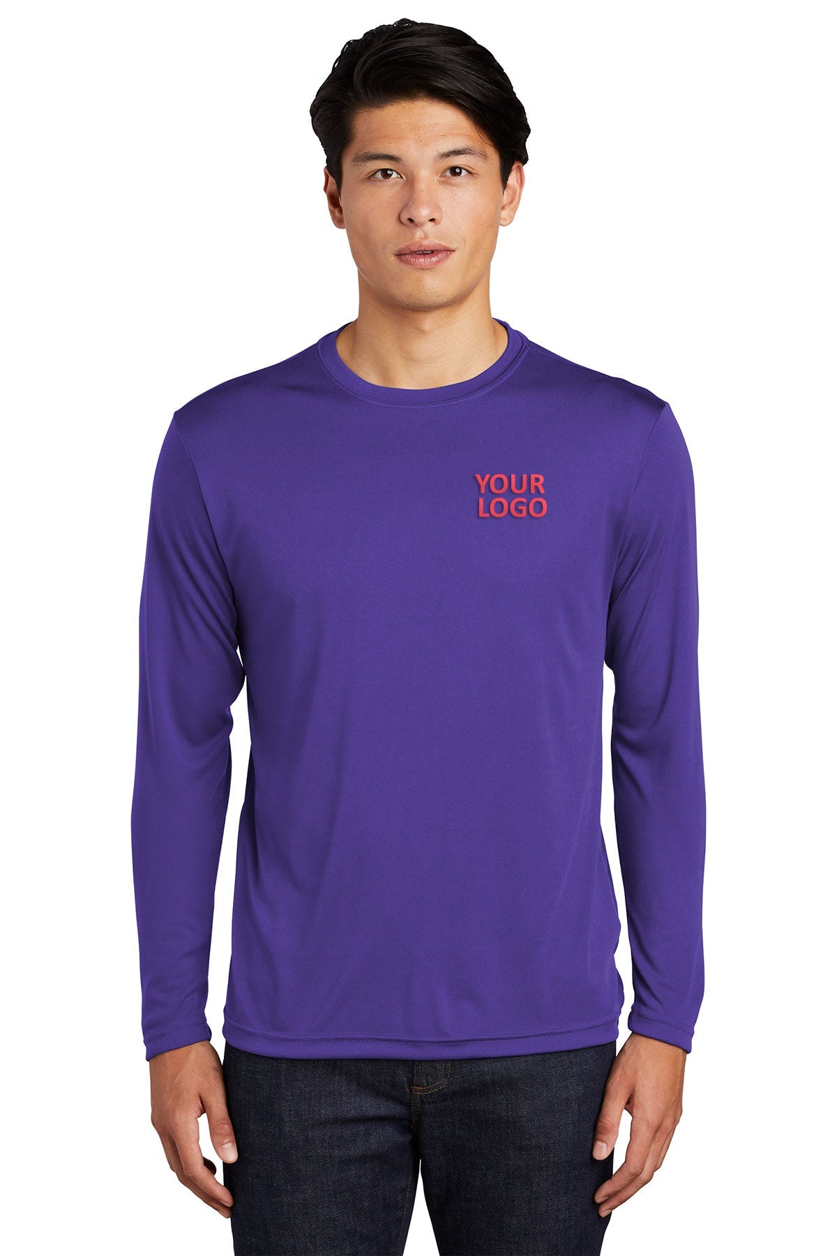 Sport-Tek Long Sleeve PosiCharge Customized Competitor Tee's, Purple