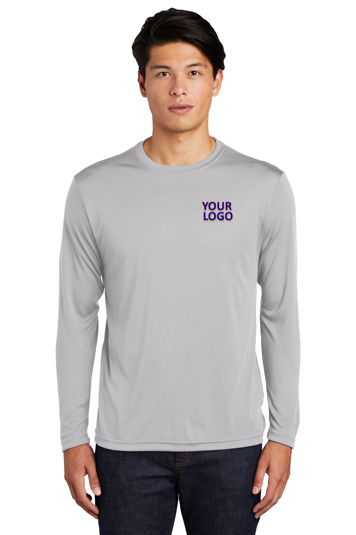Sport-Tek Long Sleeve PosiCharge Customized Competitor Tee's, Silver