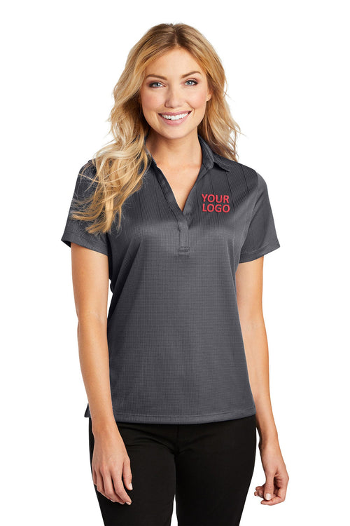 Port Authority Performance Customized Fine Jacquard Polos, Grey Smoke