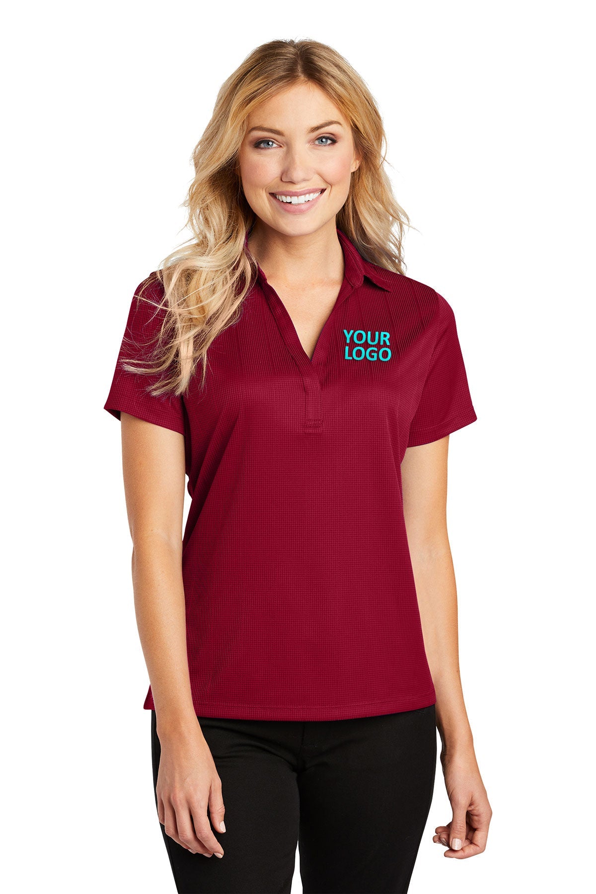 port authority rich red l528 business logo polo shirts