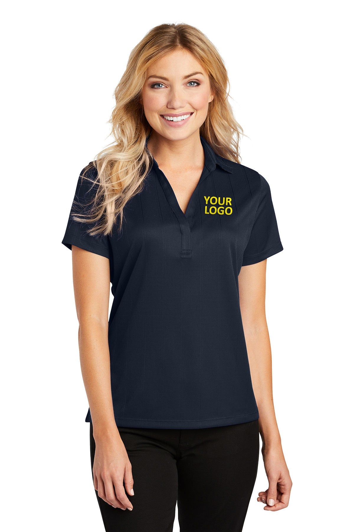 port authority true navy l528 quality polo shirts with company logo