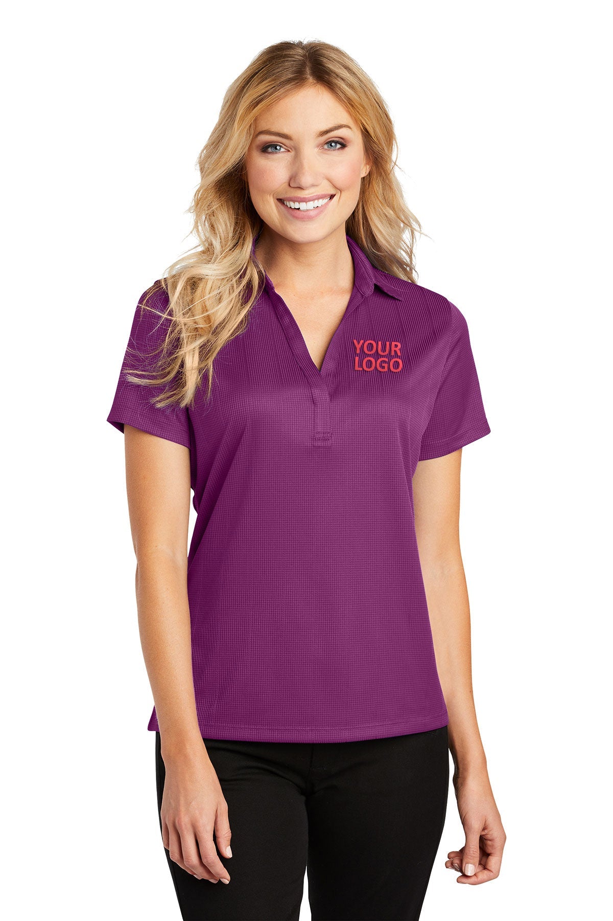 port authority violet purple l528 quality polo shirts with company logo