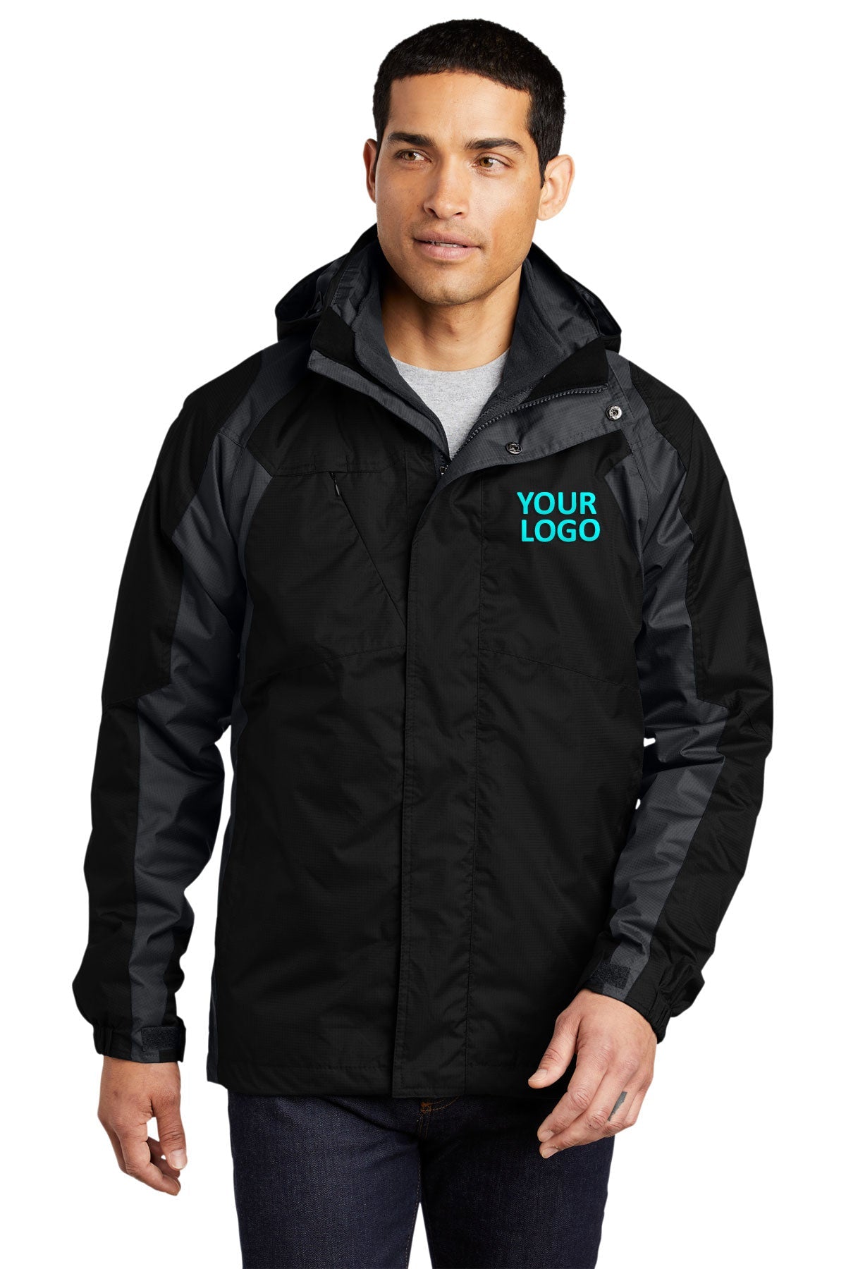 Port Authority Black/ Ink Grey J310 business jackets with logo