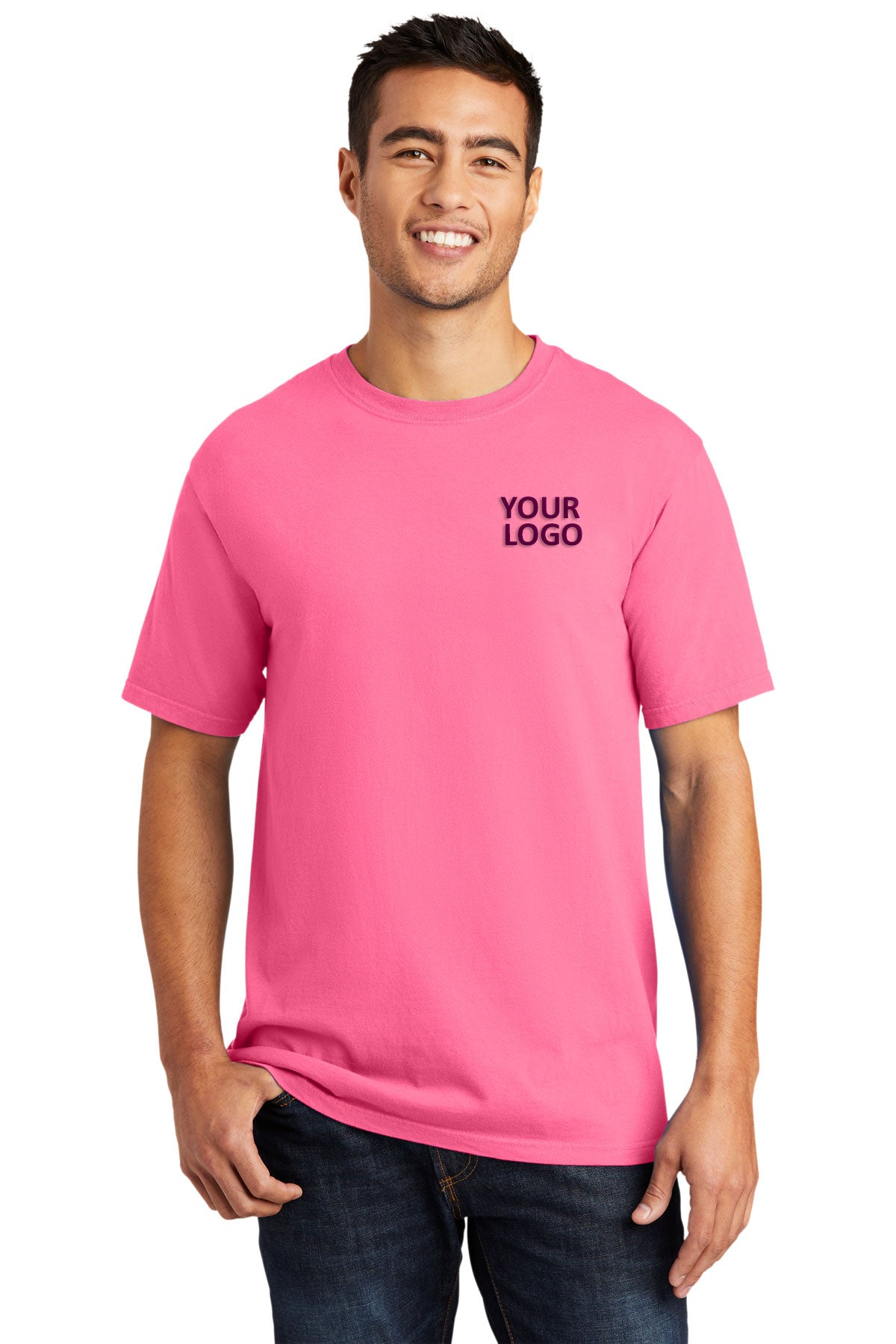 Port & Company Pigment-Dyed Customized Tee's, Neon Pink