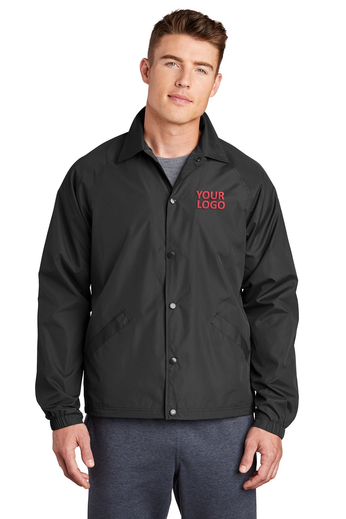 Sport-Tek Black JST71 embroidered jacket custom
