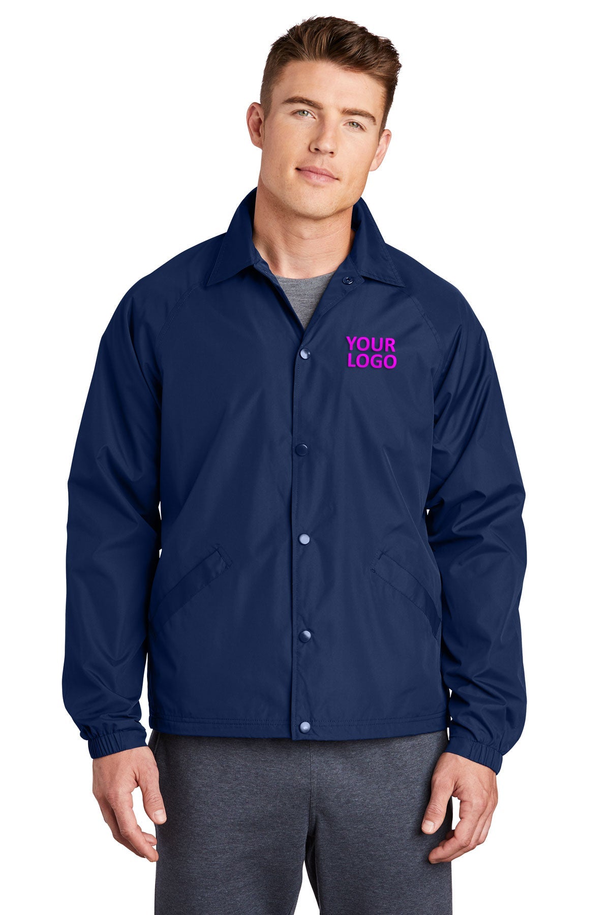 Sport-Tek True Navy JST71 embroidered jacket custom