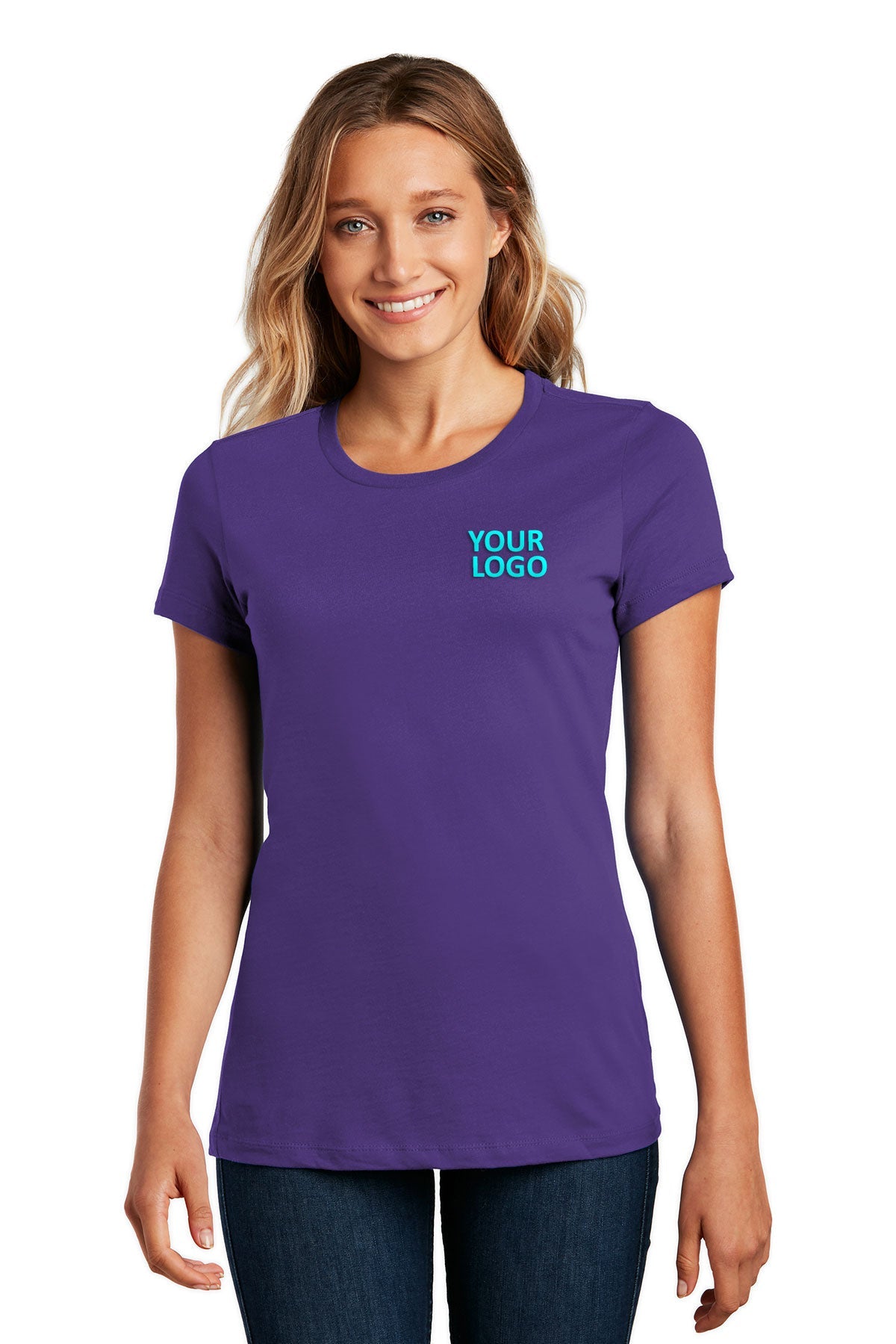 District Made Ladies Perfect Weight Crew Tee's, Purple