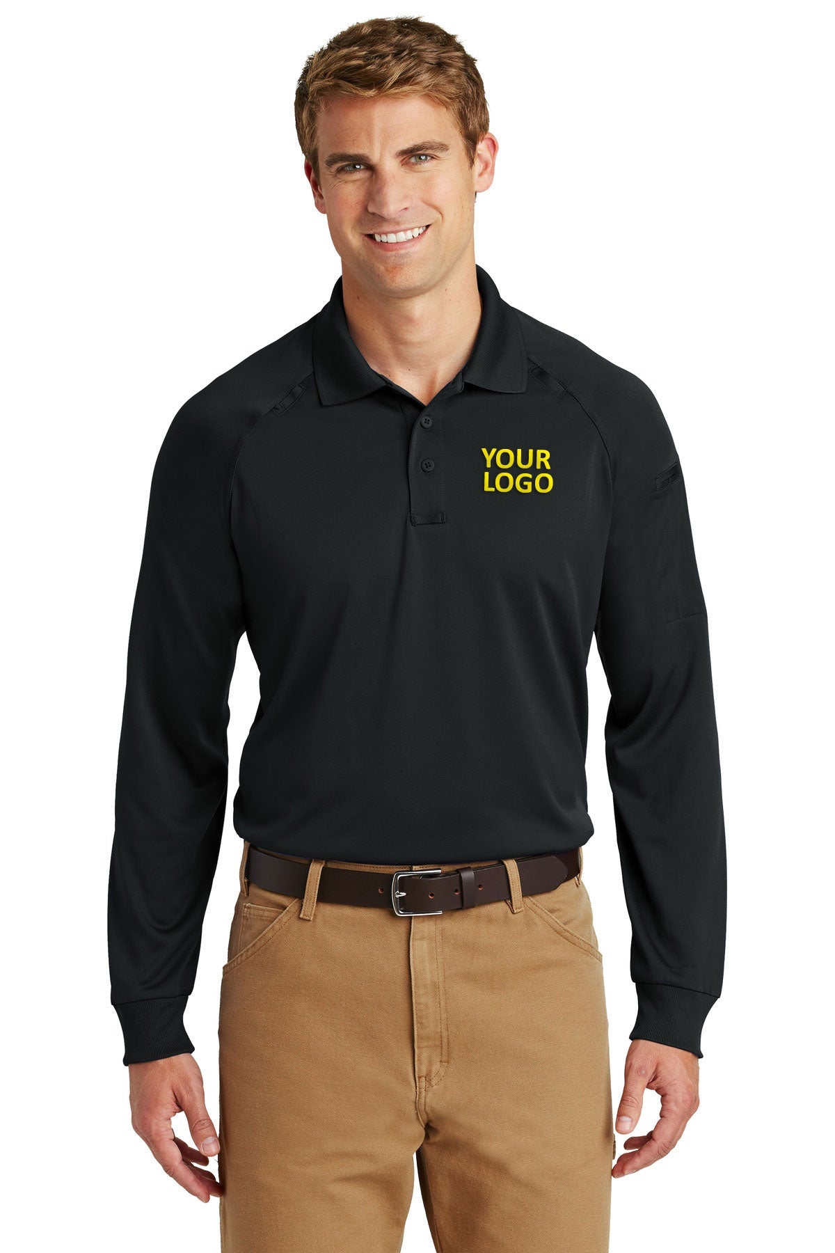 CornerStone Black CS410LS custom business polo shirts