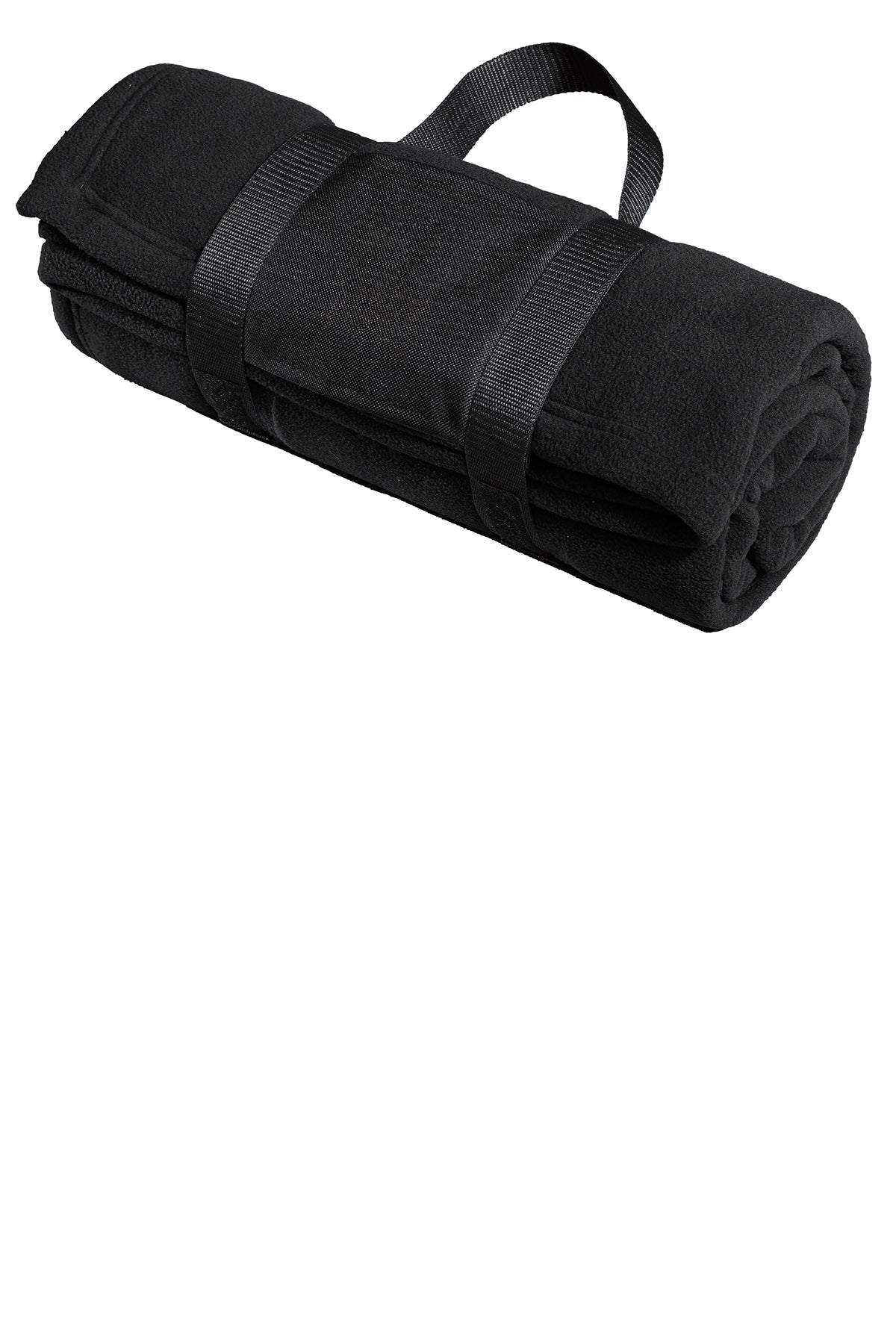 Port Authority Fleece Branded Blankets with Carrying Strap, Black