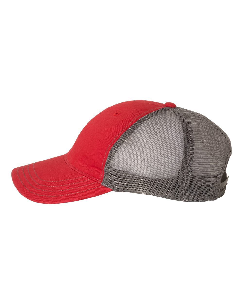 Richardson Garment-Washed Branded Trucker Caps, Red Charcoal