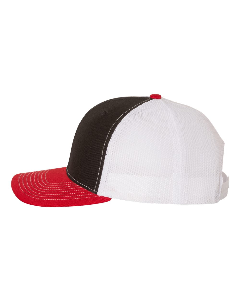 Richardson Adjustable Customized Snapback Trucker Caps, Black White Red