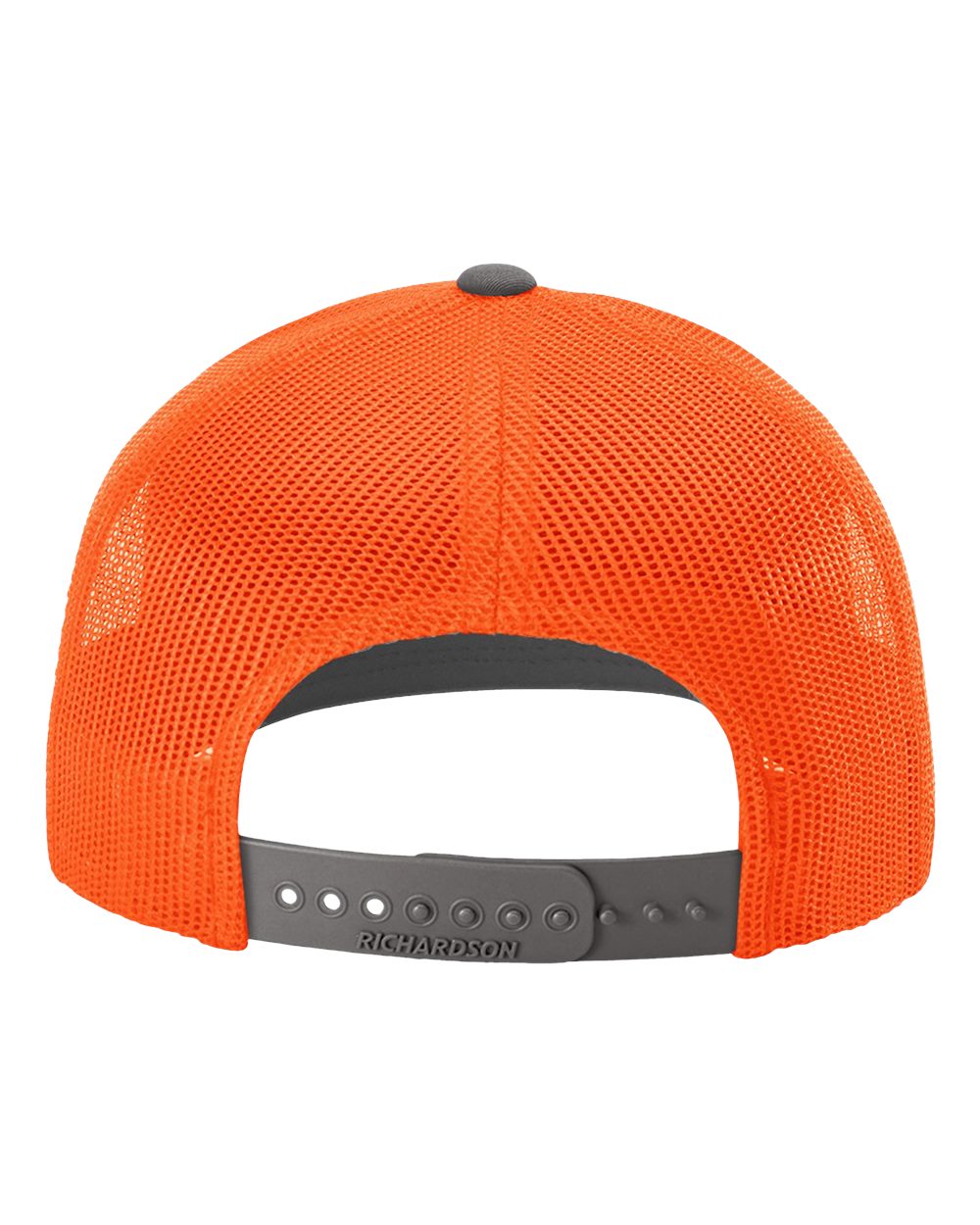 Richardson Adjustable Customized Snapback Trucker Caps, Charcoal Neon Orange