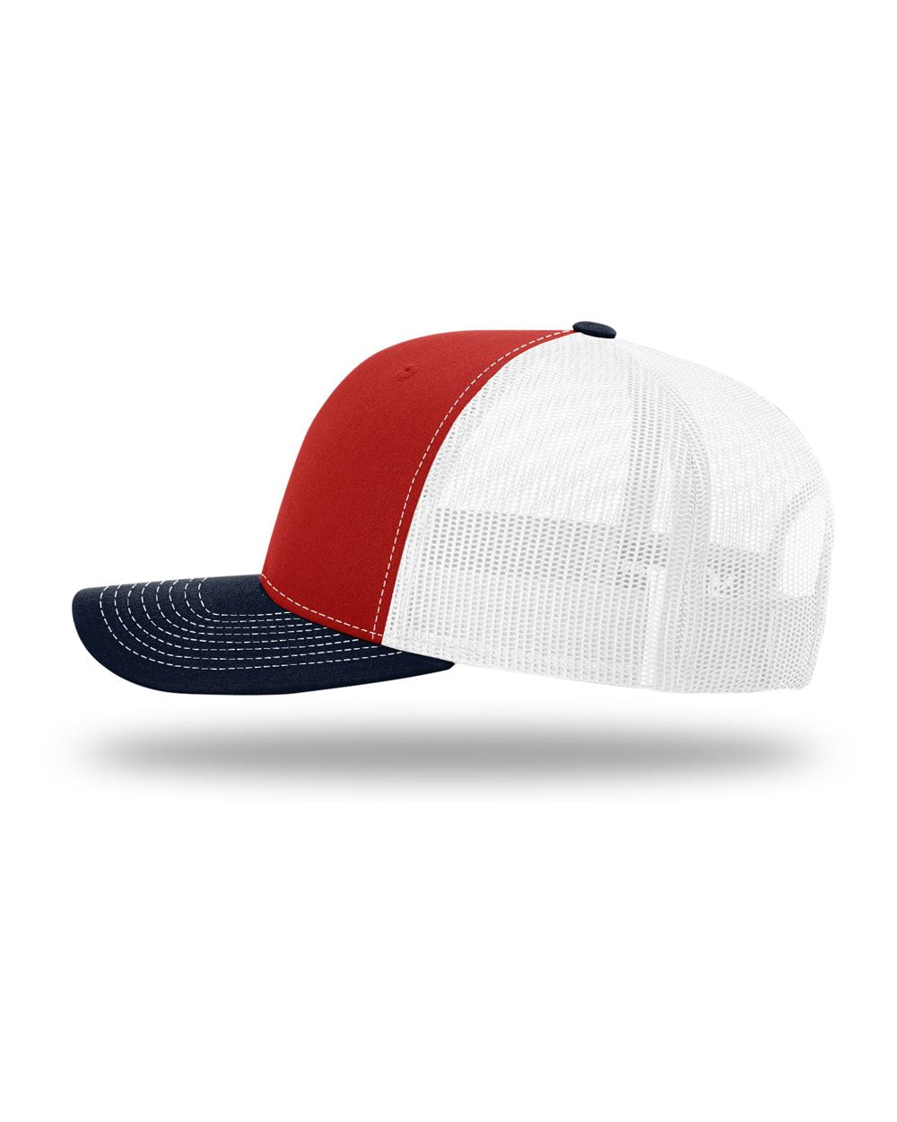 Richardson Custom Snapback Trucker Caps, Red White Navy