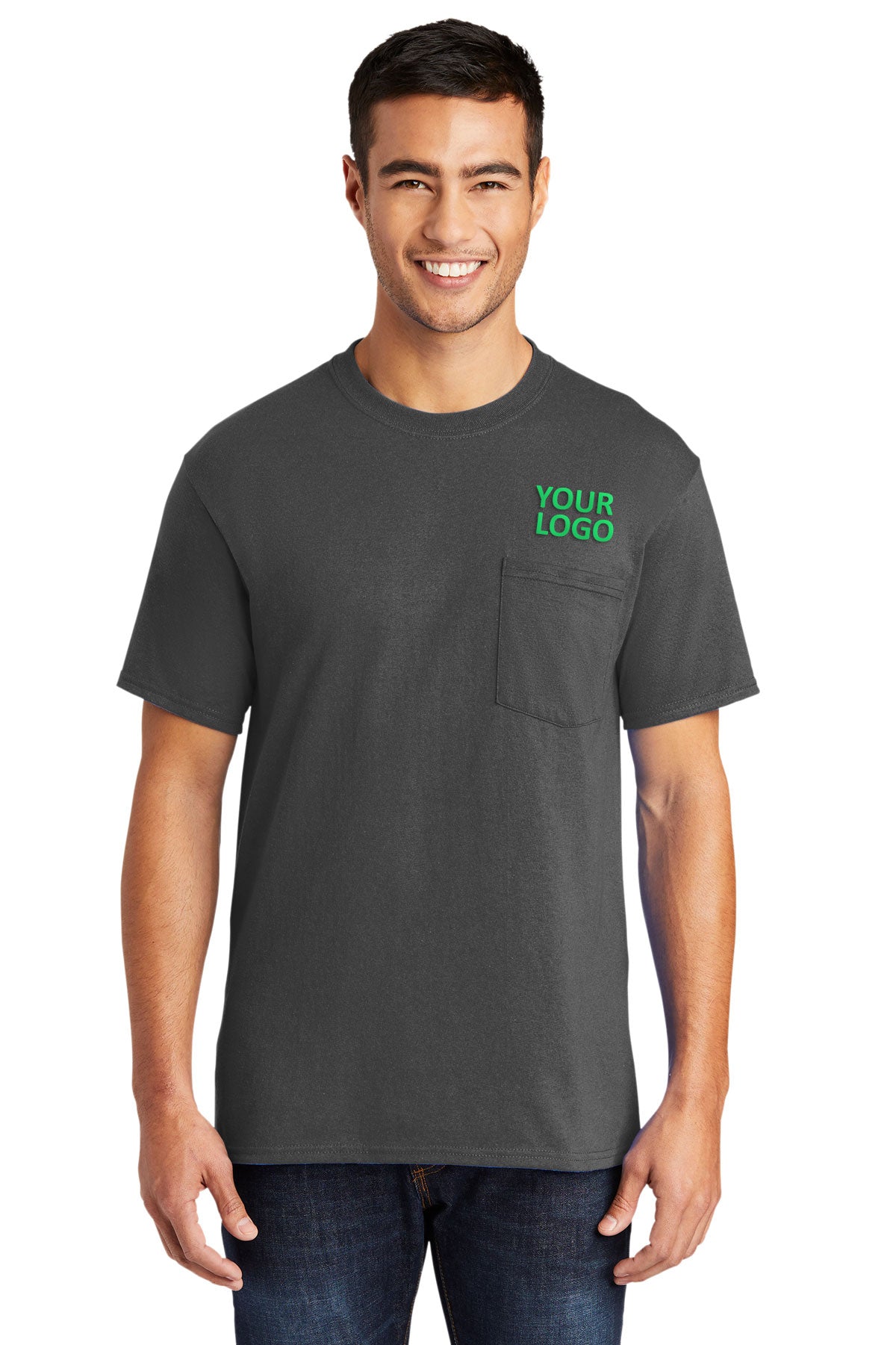 Port & Company Core Blend Customized Pocket Tee's, Charcoal