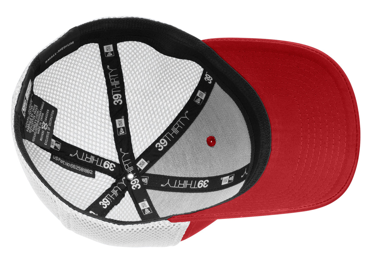 New Era Stretch Mesh Custom Caps, Scarlet Red/White
