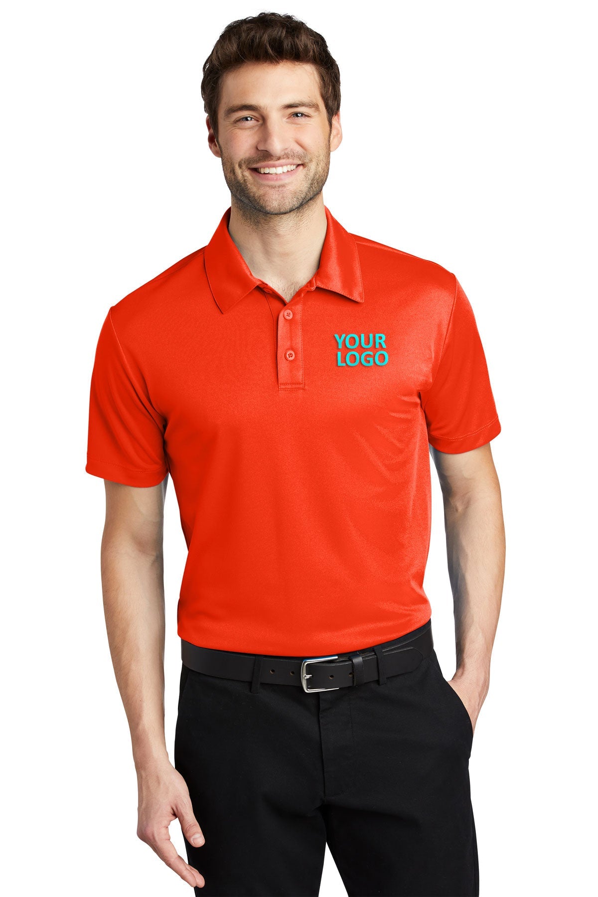 port authority neon orange k540 custom made polo shirts with logo