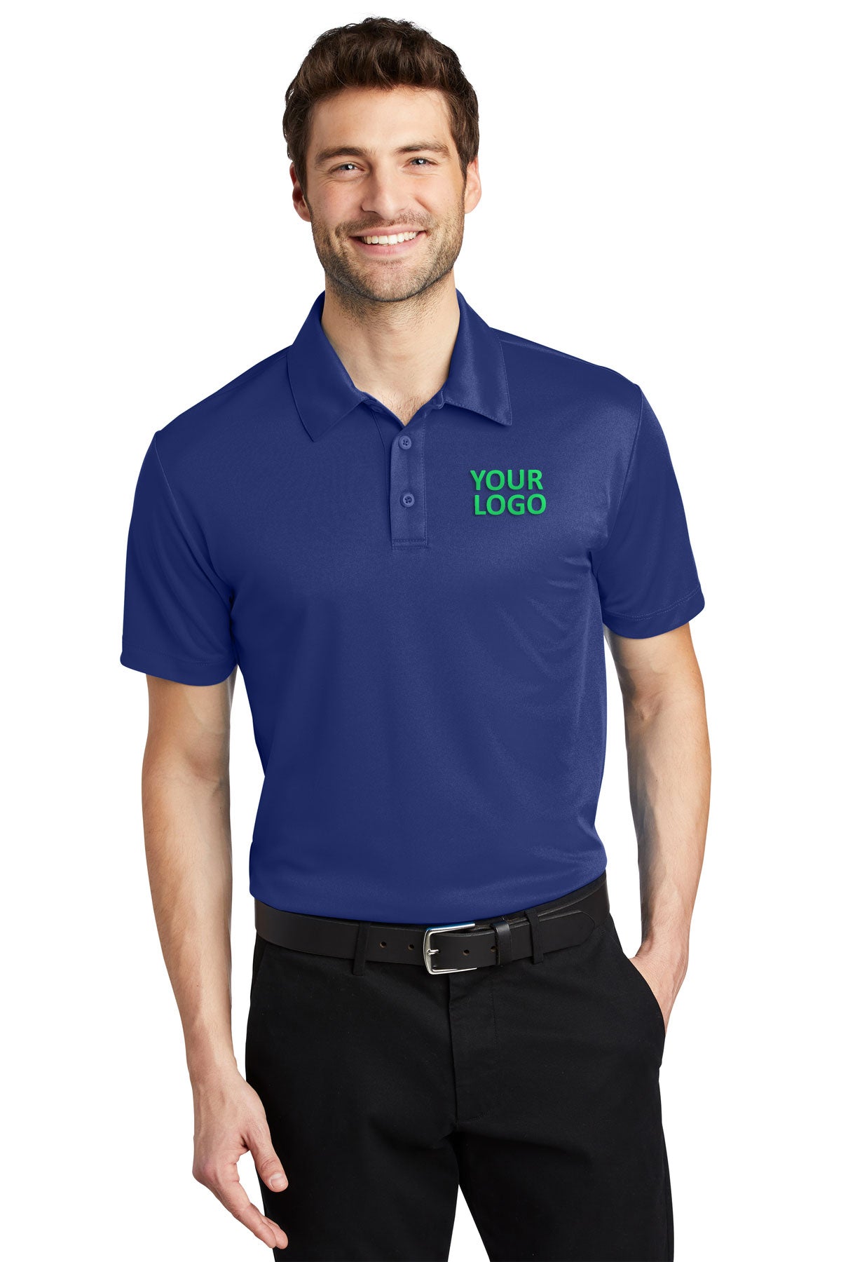 Port Authority Silk Touch Branded Performance Polos, Royal