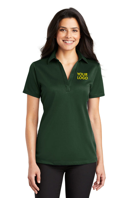 Port Authority Silk Touch Branded Performance Polos, Dark Green