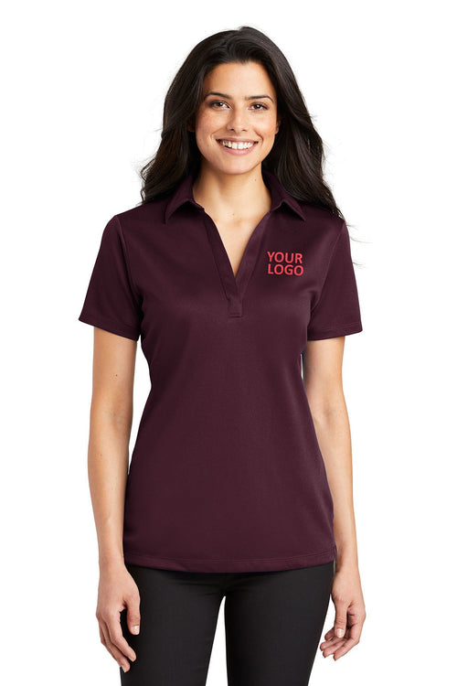 Port Authority Silk Touch Branded Performance Polos, Maroon