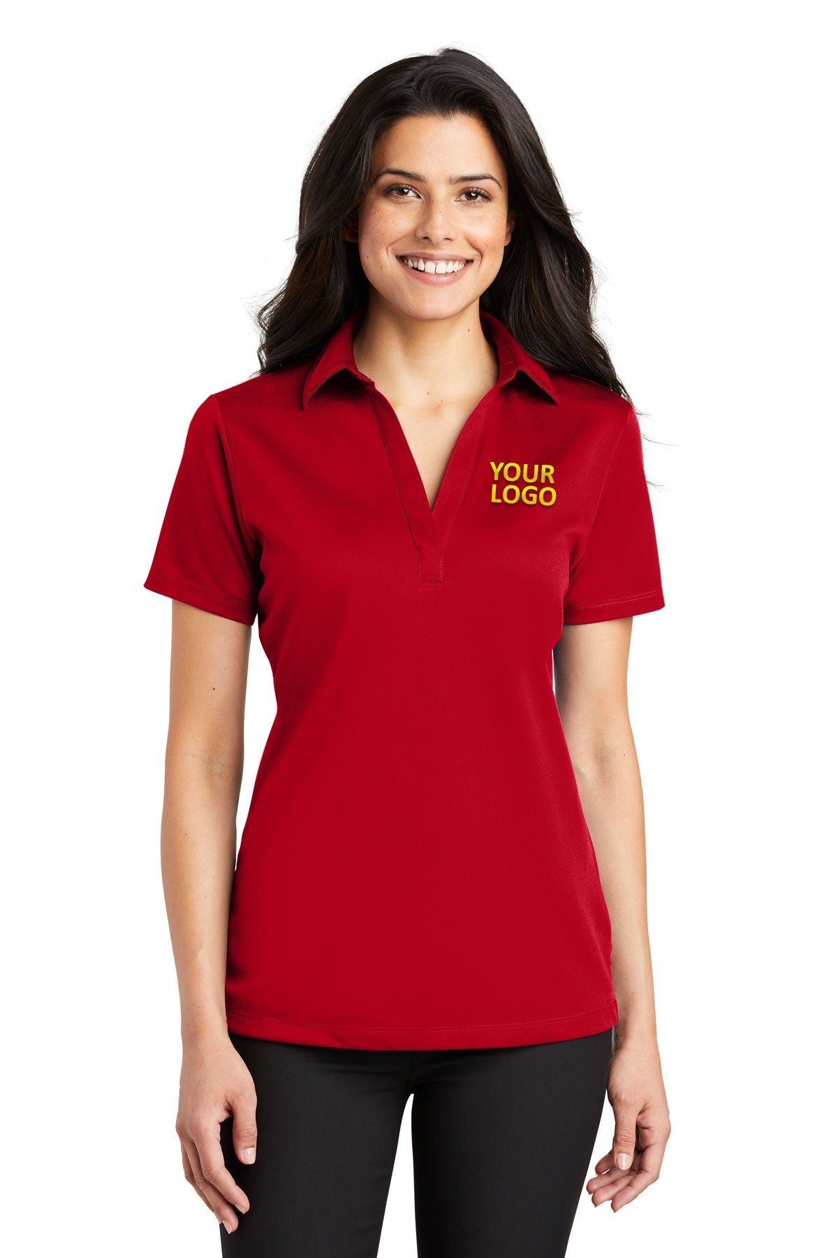 port authority red l540 polo shirts with embroidered custom logo