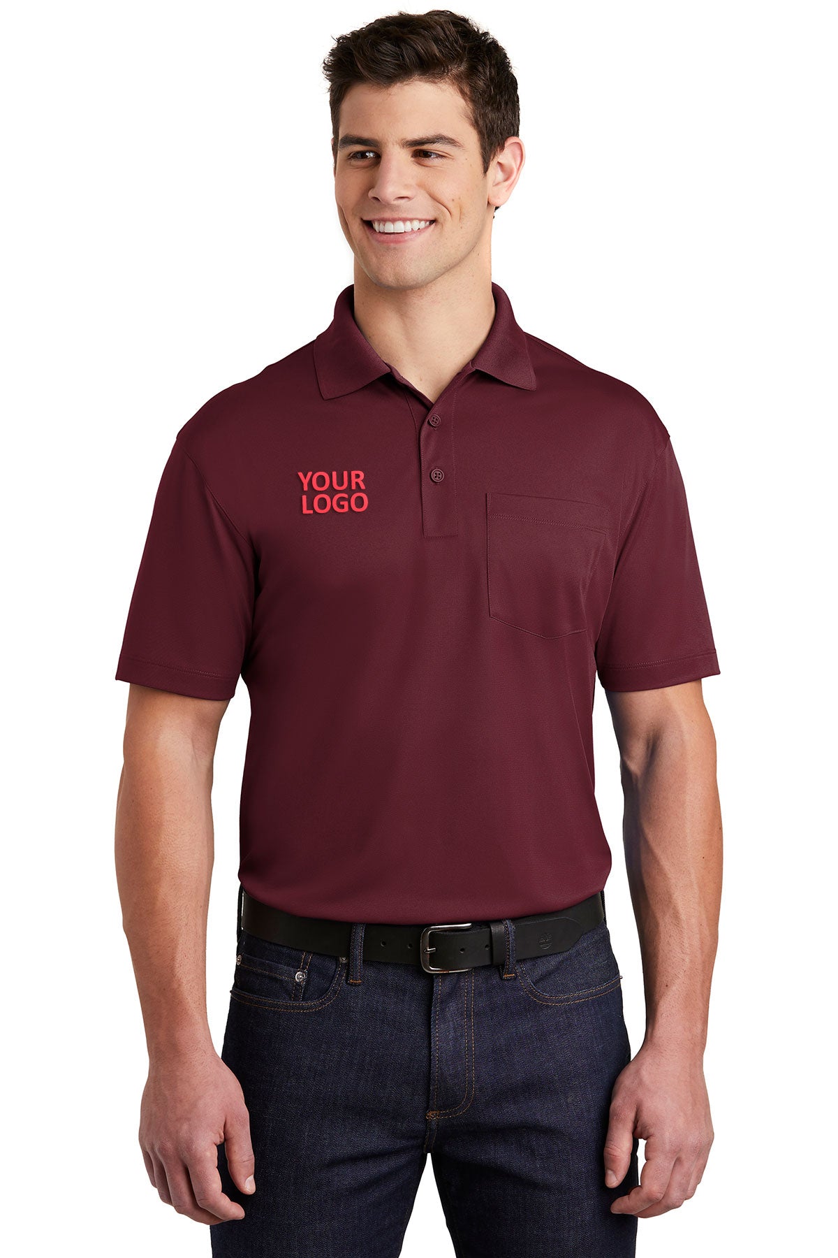 Sport-Tek Micropique Custom Sport-Wick Pocket Polos, Maroon