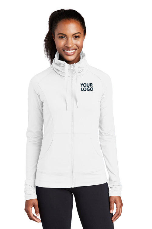 Sport-Tek Ladies Sport-Wick Stretch Customized 1/2-Zip Pullovers, White