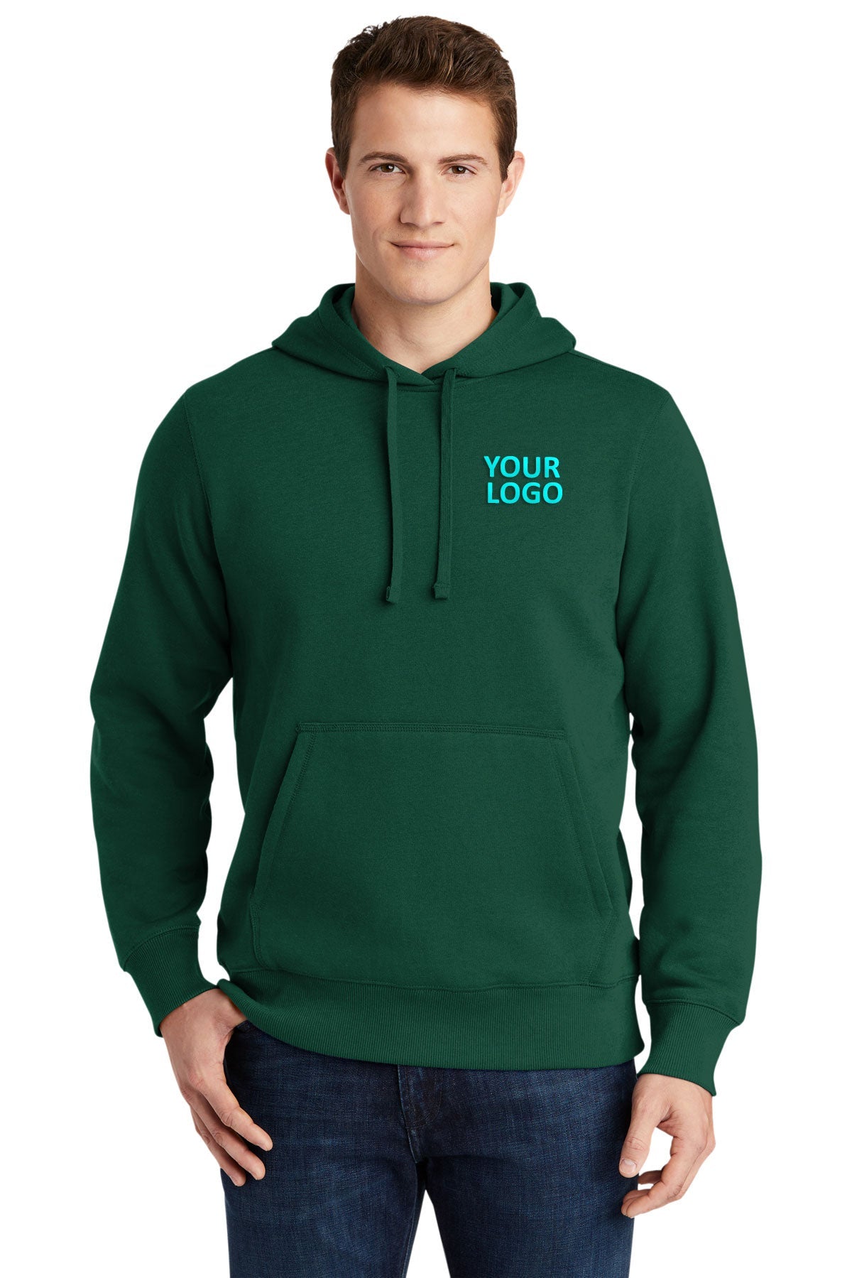 Sport-Tek Forest Green ST254 sweatshirts with logo embroidery